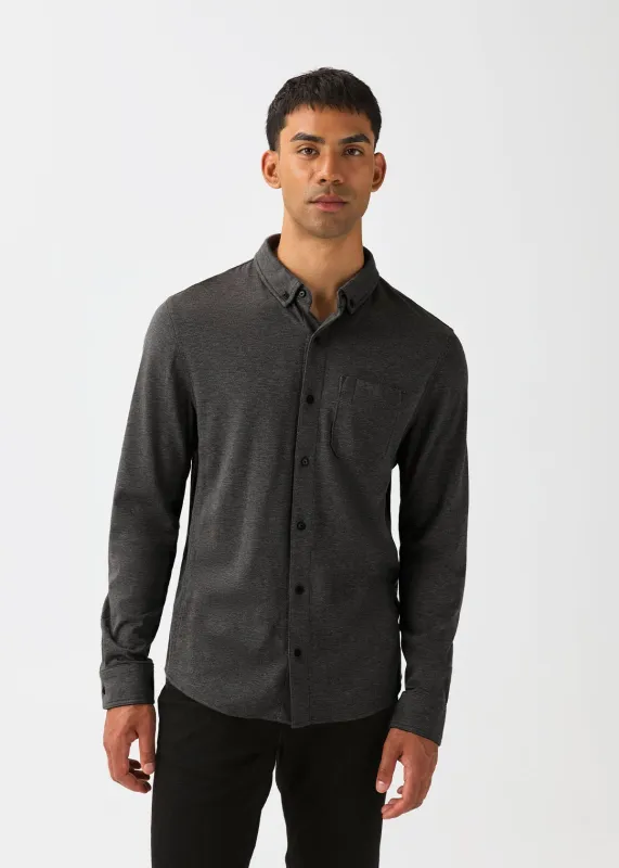 Performance Flannel Lite One-Pocket Shirt - Heather Black made by DUER