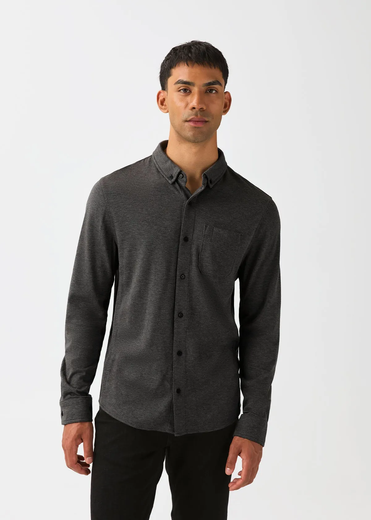 Performance Flannel Lite One-Pocket Shirt - Heather Black sold by DUER