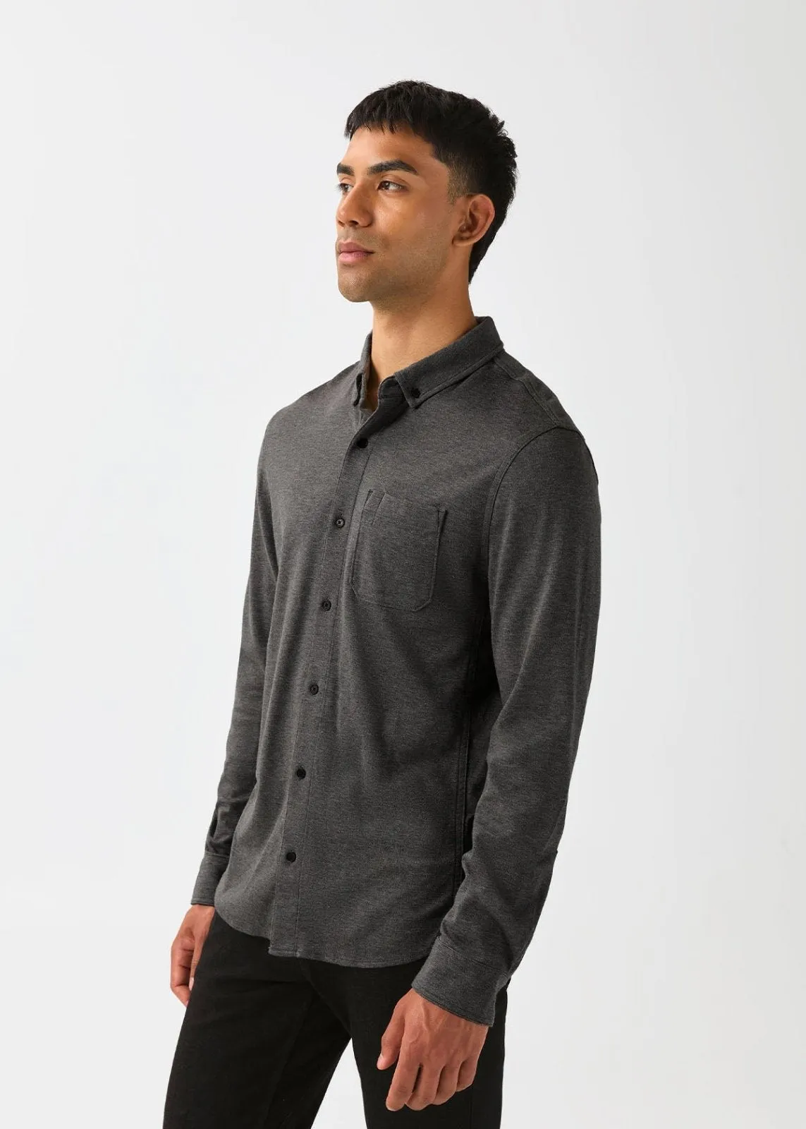 Performance Flannel Lite One-Pocket Shirt - Heather Black sold by DUER product image thumbnail 3
