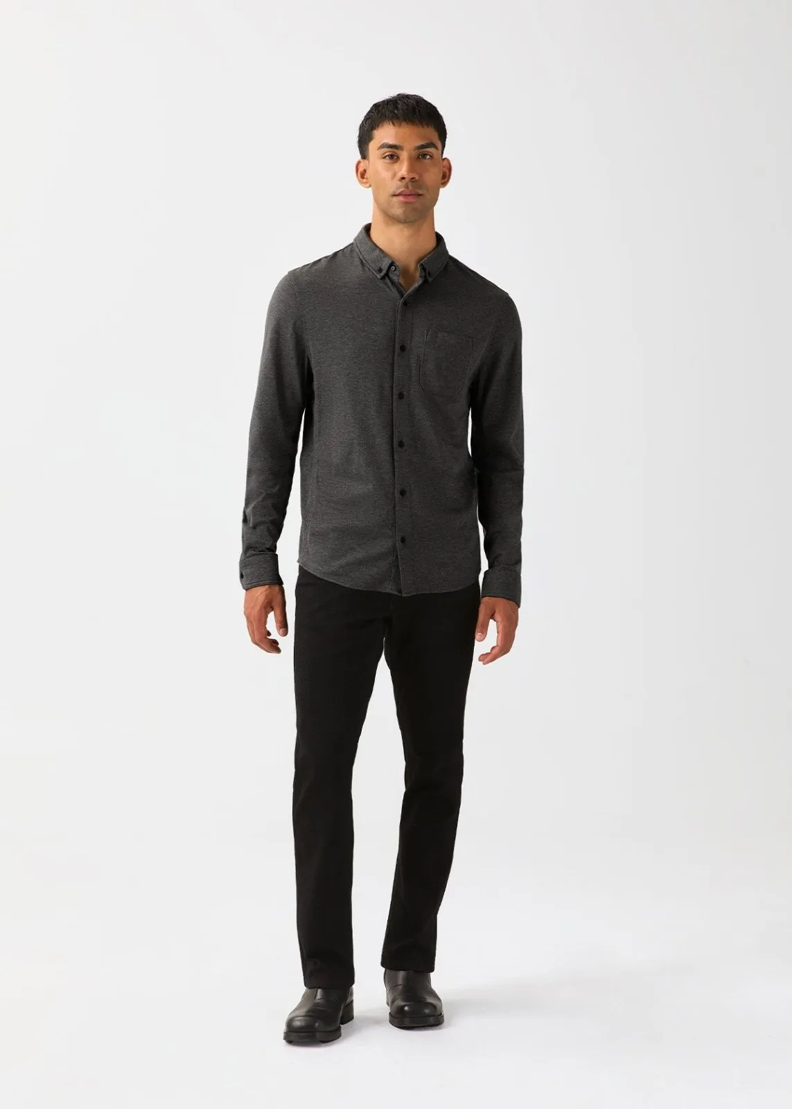 Performance Flannel Lite One-Pocket Shirt - Heather Black sold by DUER product image thumbnail 5
