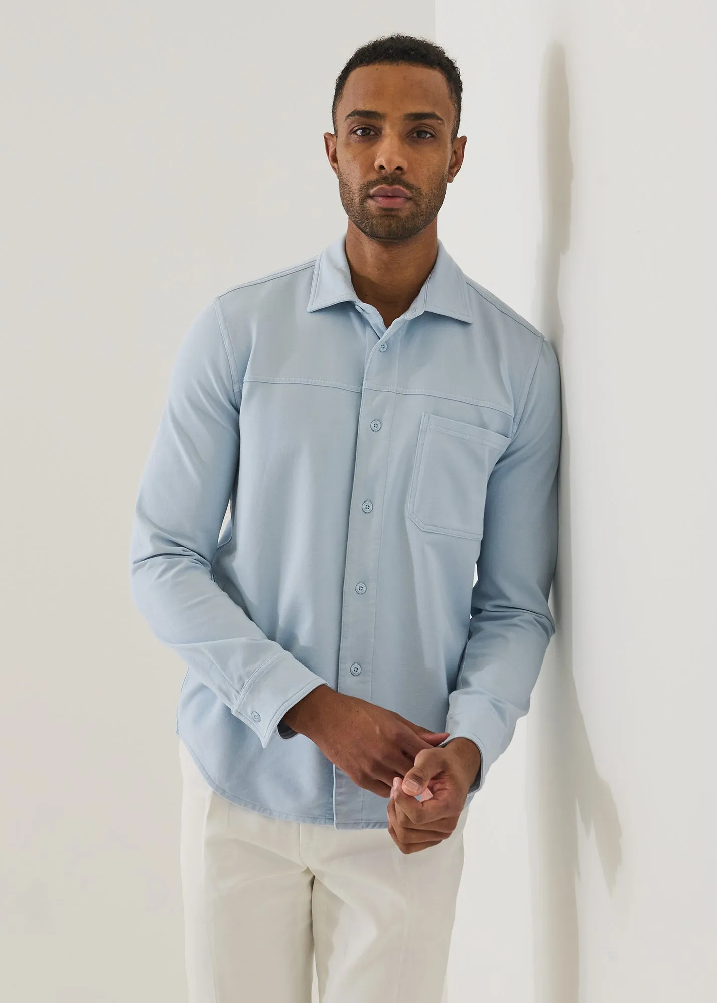 Pima Cotton French Terry Vintage Wash Overshirt sold by Patrick Assaraf