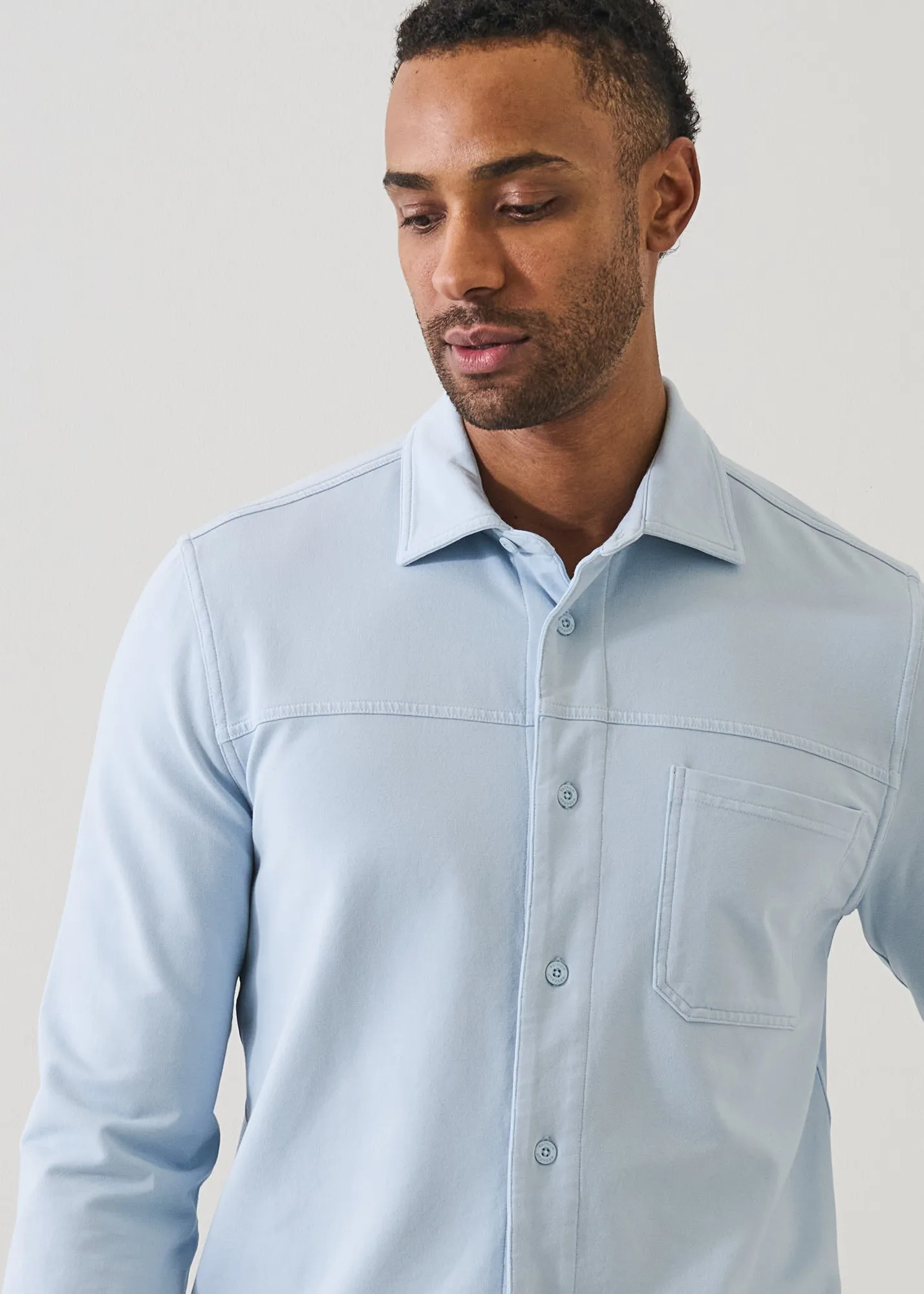 Pima Cotton French Terry Vintage Wash Overshirt sold by Patrick Assaraf product image thumbnail 3