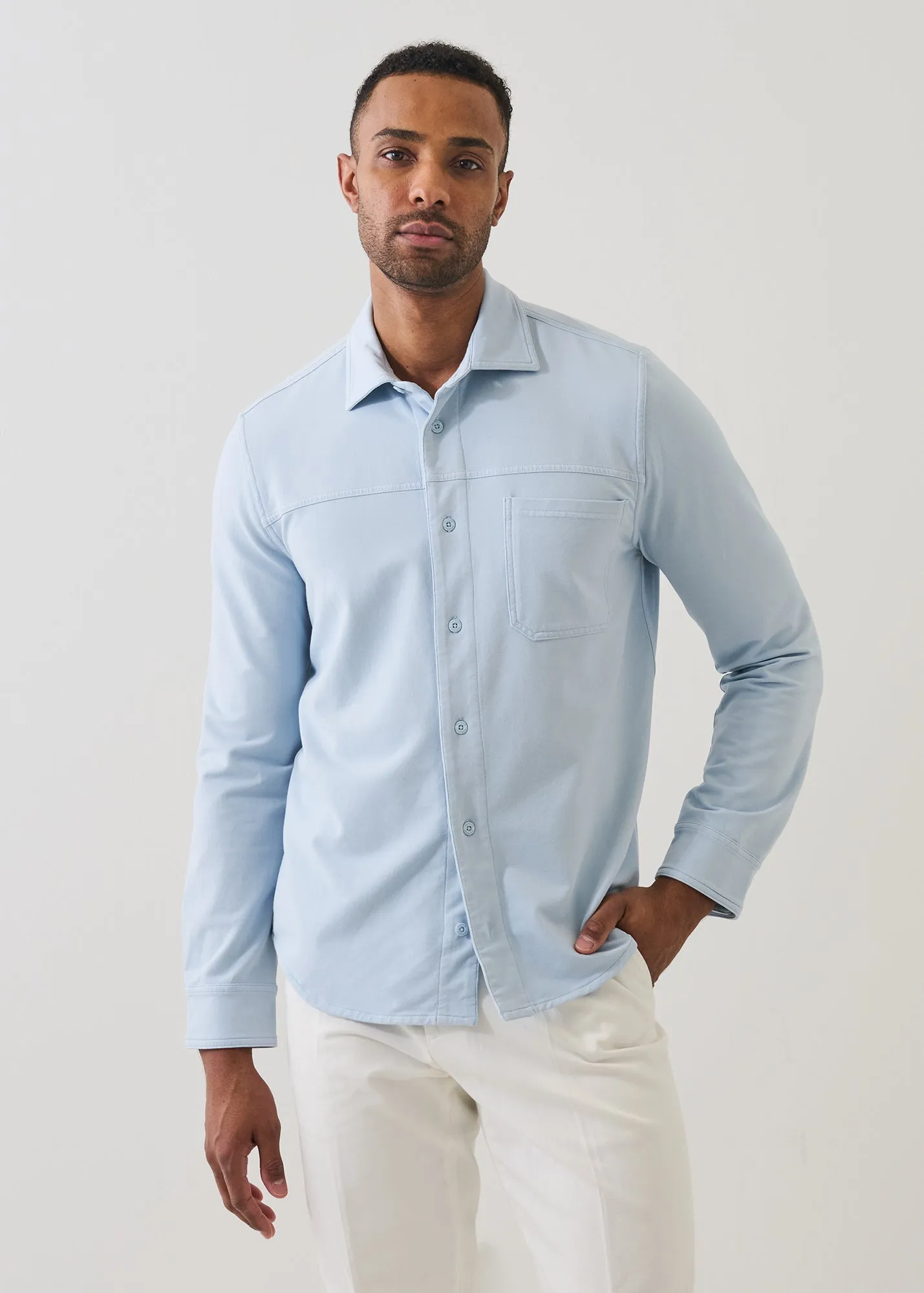 Pima Cotton French Terry Vintage Wash Overshirt sold by Patrick Assaraf product image thumbnail 4