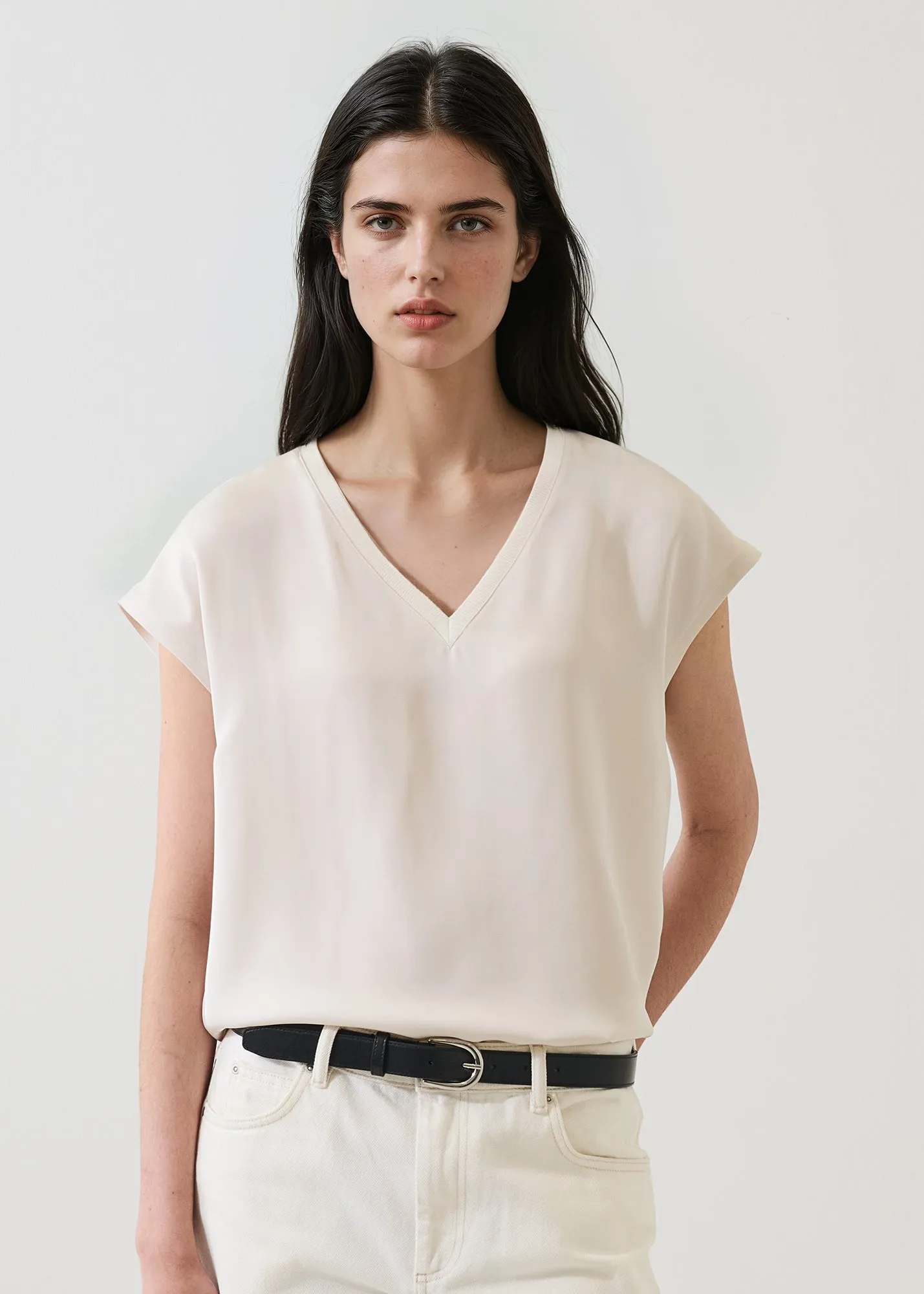 Silk Dolman V-Neck T-Shirt sold by Patrick Assaraf product image thumbnail 3