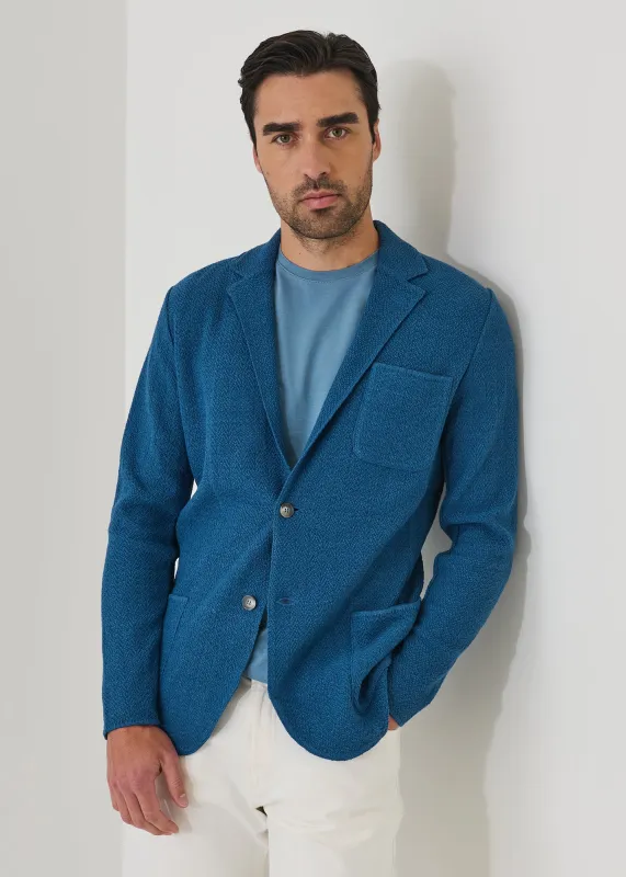 Linen-Cotton Herringbone Knit Blazer made by Patrick Assaraf