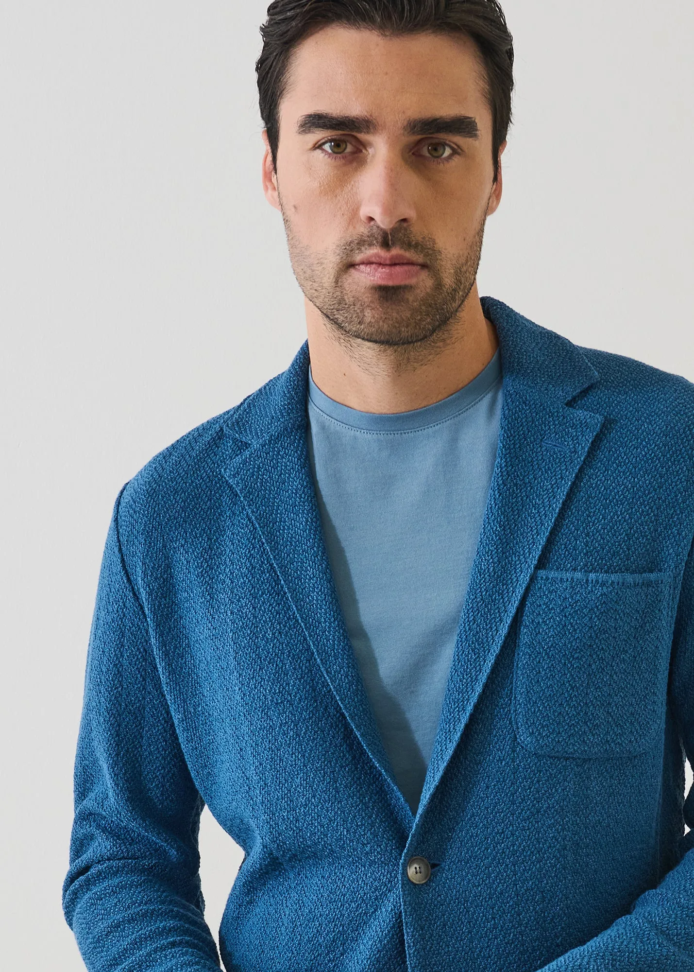 Linen-Cotton Herringbone Knit Blazer sold by Patrick Assaraf product image thumbnail 2