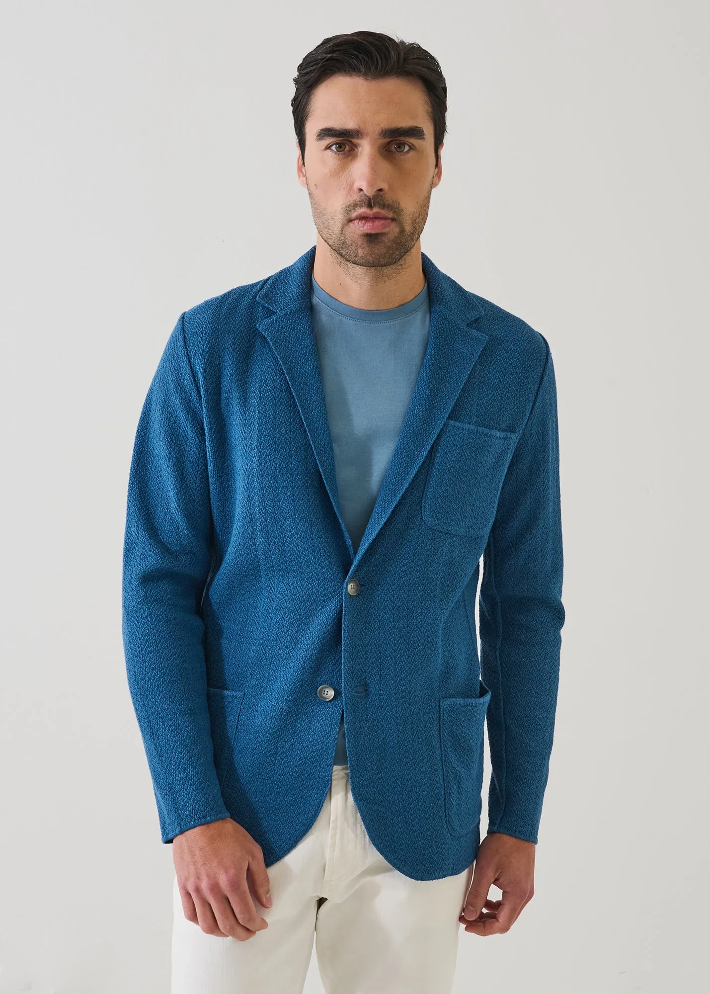 Linen-Cotton Herringbone Knit Blazer sold by Patrick Assaraf product image thumbnail 4