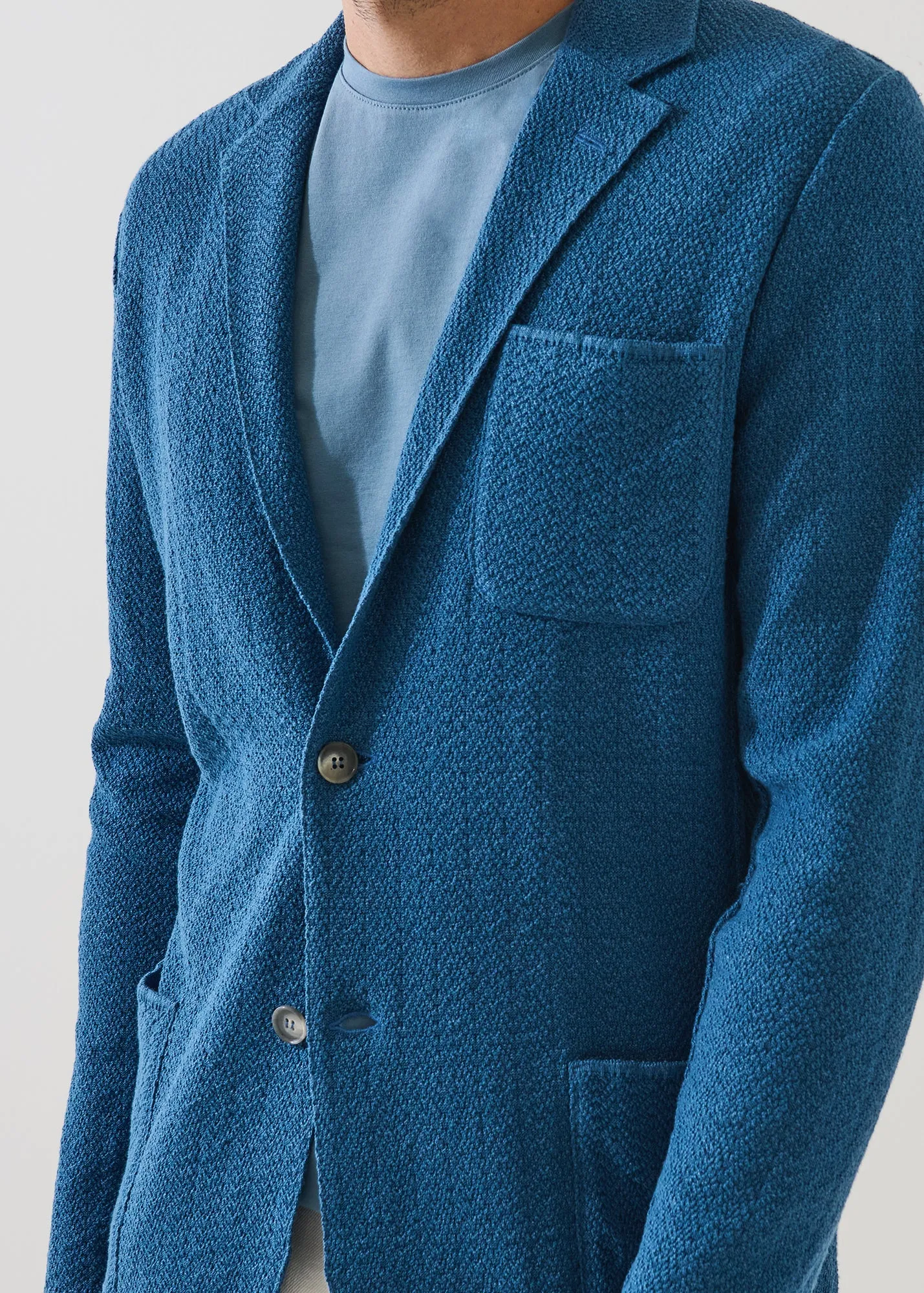 Linen-Cotton Herringbone Knit Blazer sold by Patrick Assaraf product image thumbnail 3
