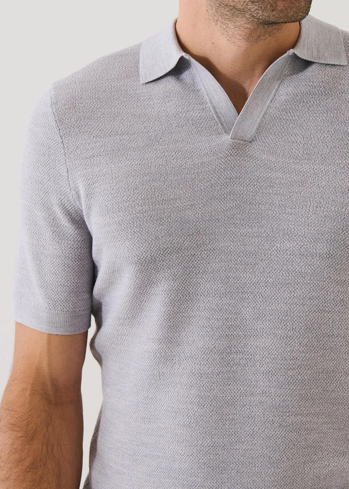 Merino Wool-Silk Birds-Eye Stitch Polo sold by Patrick Assaraf product image thumbnail 2