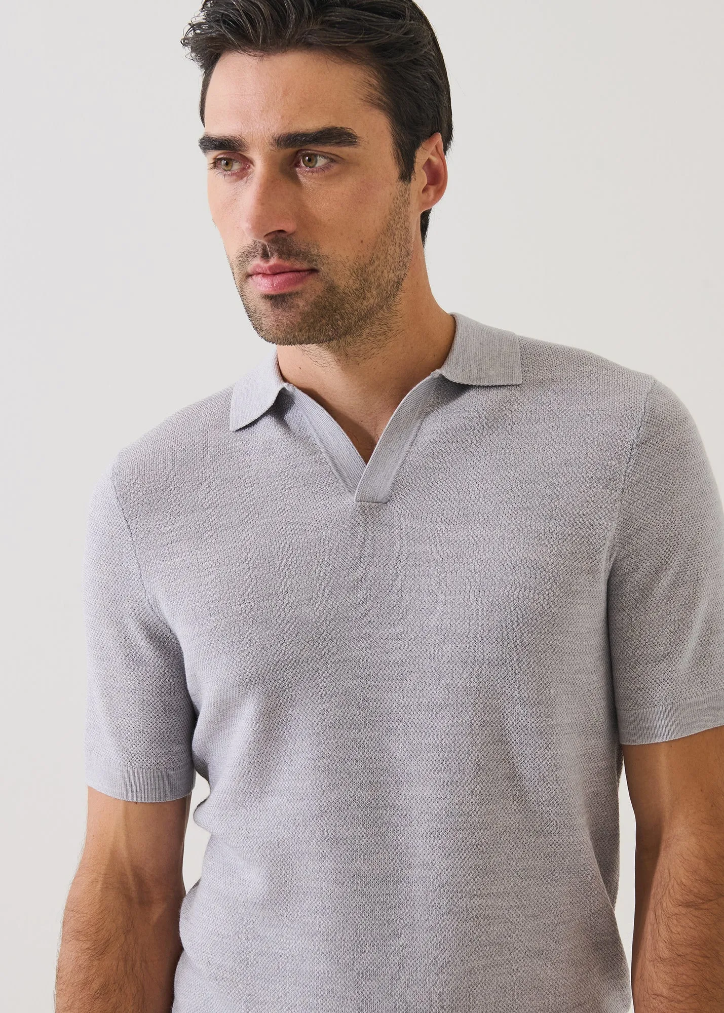Merino Wool-Silk Birds-Eye Stitch Polo sold by Patrick Assaraf product image thumbnail 3