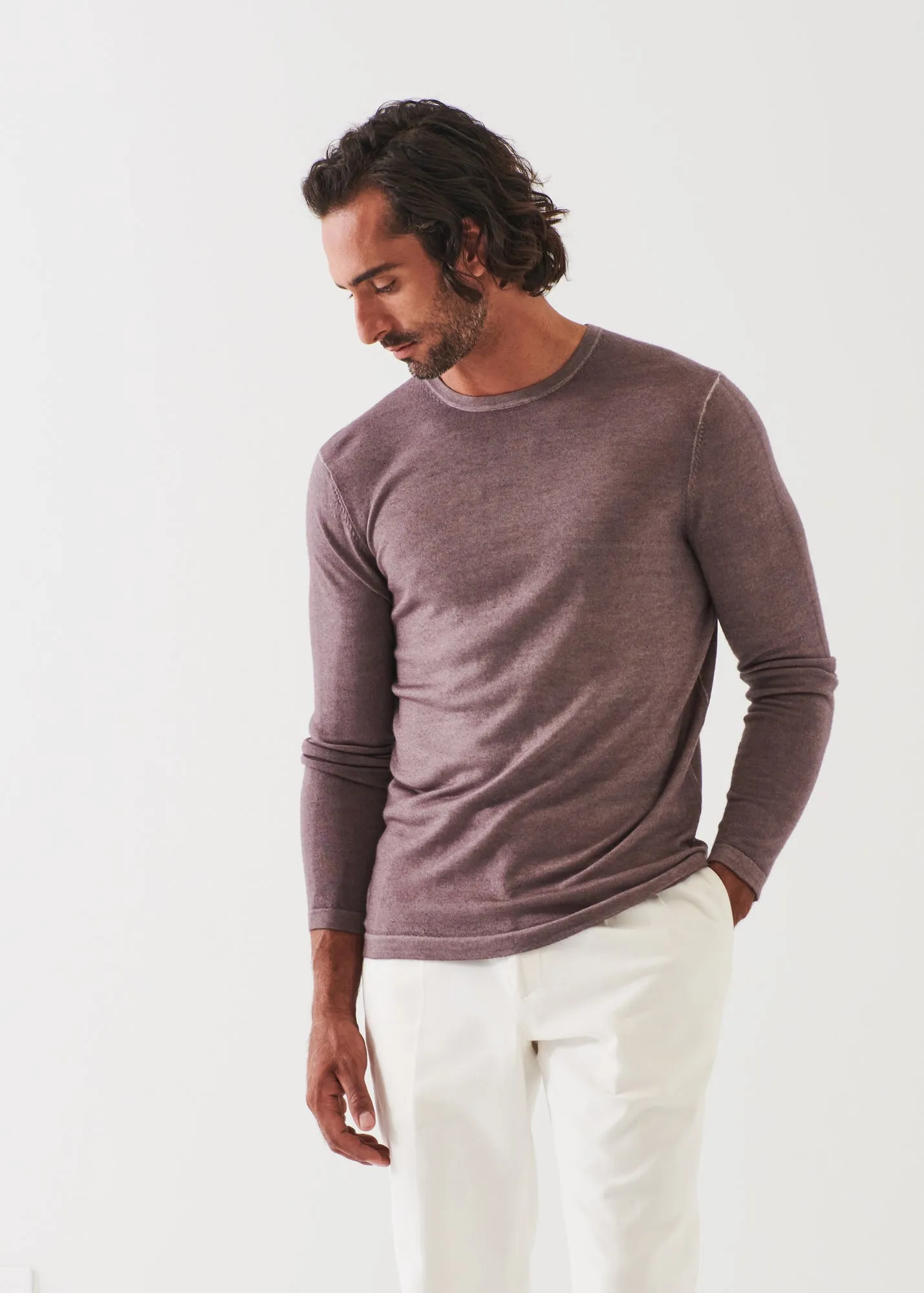 Extra-Fine Merino Vintage Wash Crewneck sold by Patrick Assaraf product image thumbnail 5