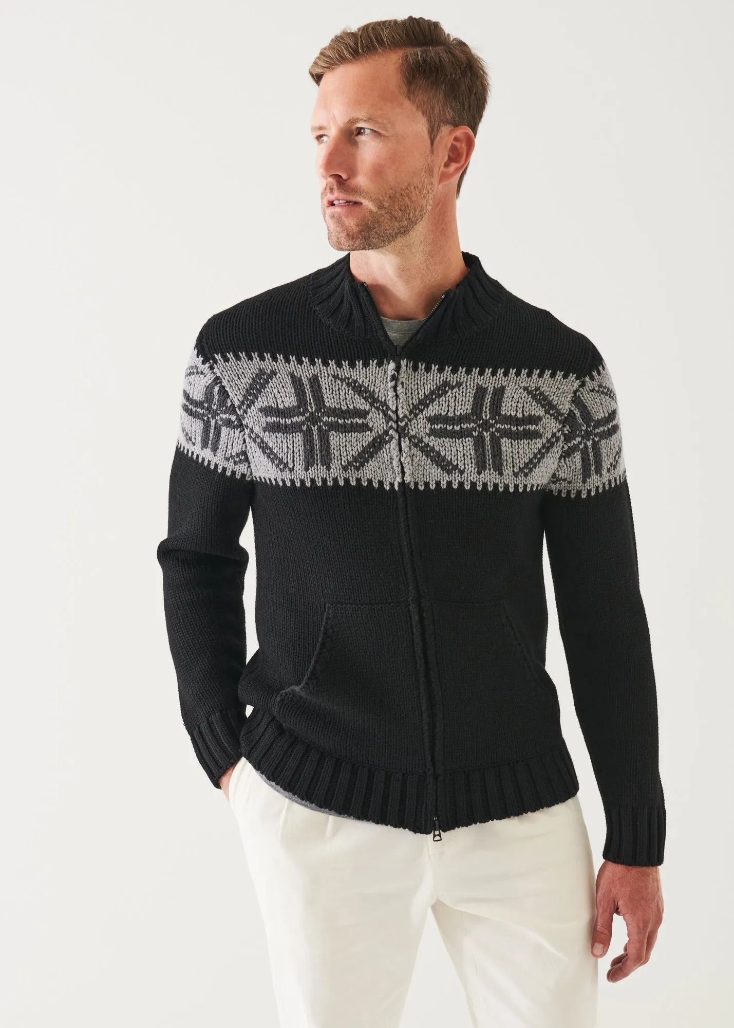 Fairisle Zip-Up Cardigan sold by Patrick Assaraf product image thumbnail 4