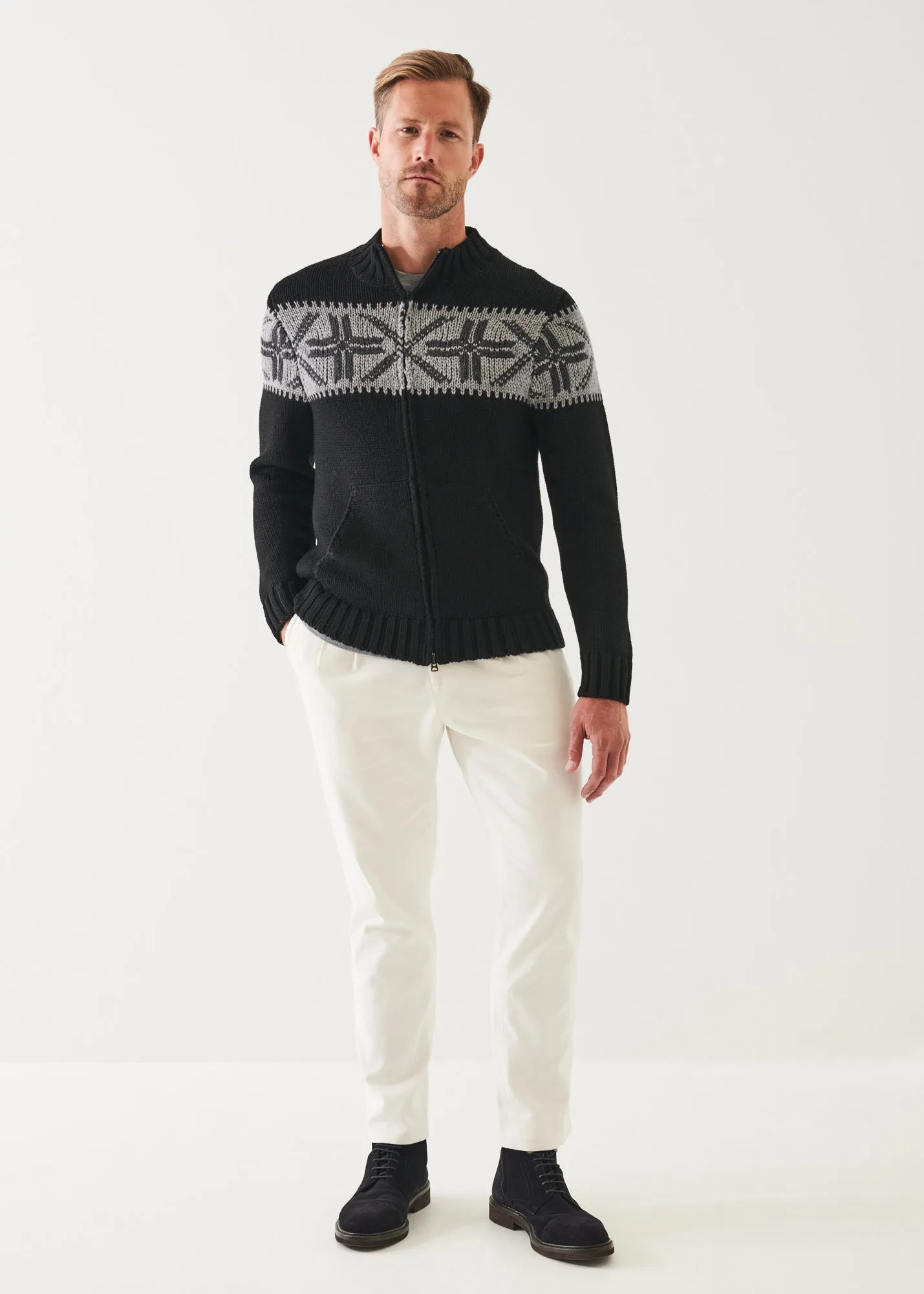 Fairisle Zip-Up Cardigan sold by Patrick Assaraf product image thumbnail 5