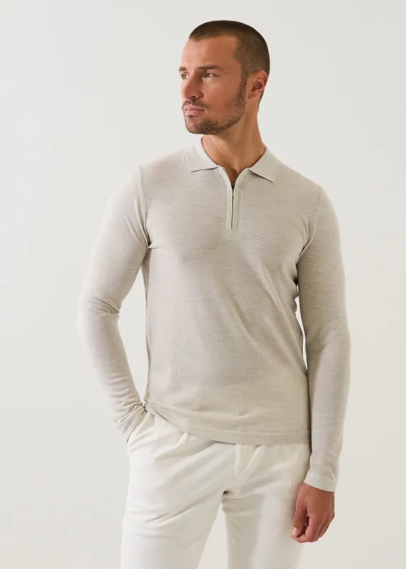 Extra-Fine Merino Quarter Zip Polo made by Patrick Assaraf