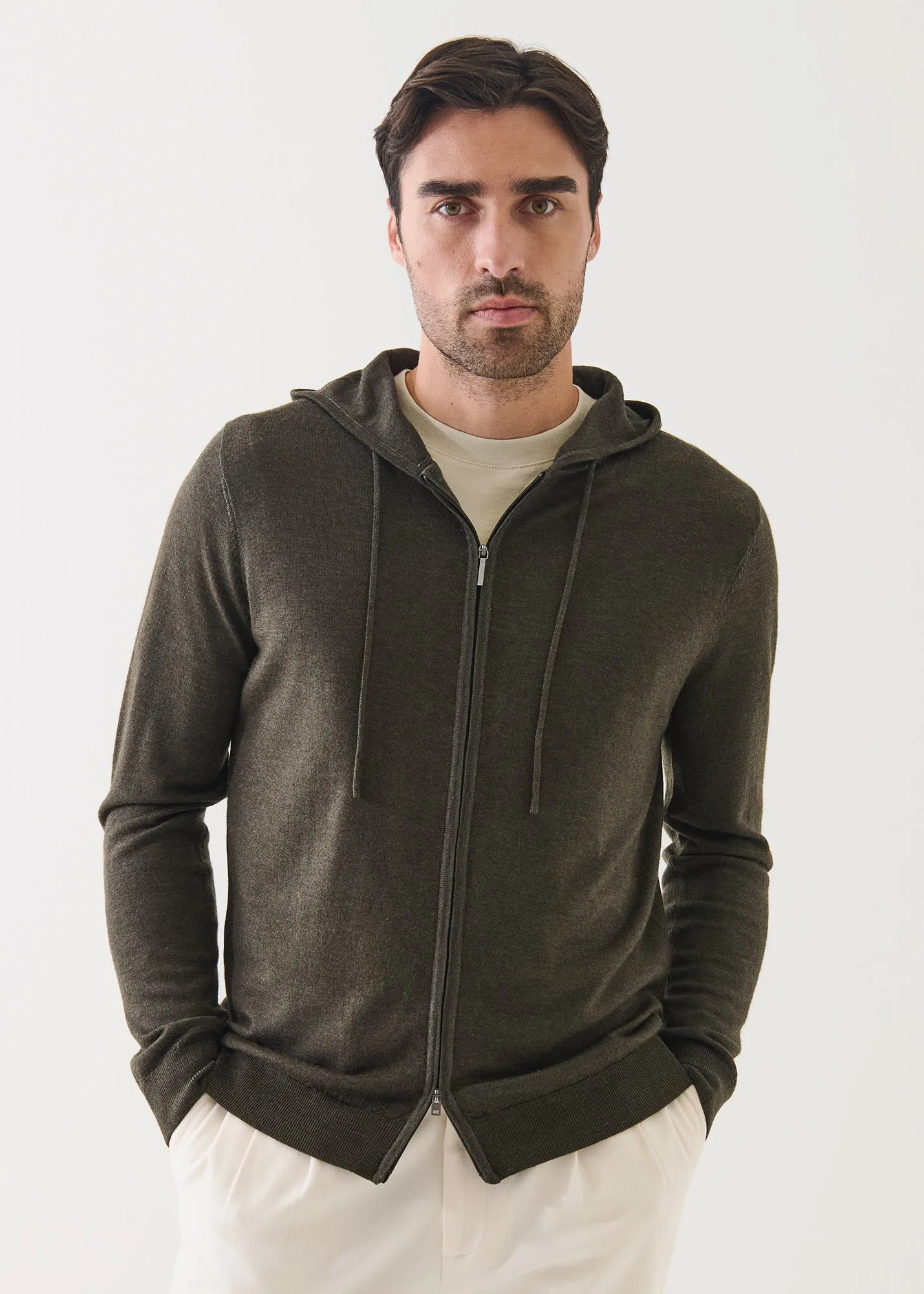 Extra-Fine Merino Vintage Wash Full Zip Hoodie sold by Patrick Assaraf product image thumbnail 3