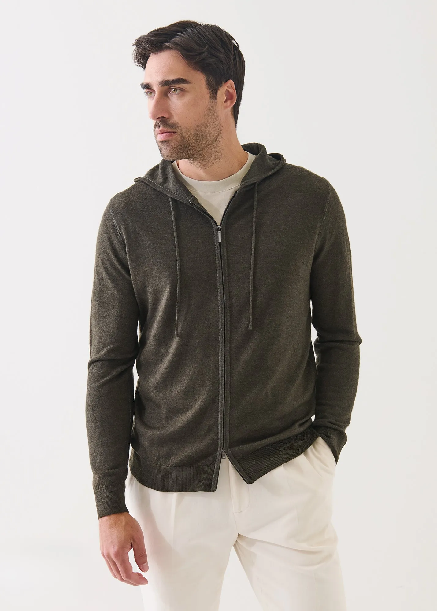 Extra-Fine Merino Vintage Wash Full Zip Hoodie sold by Patrick Assaraf product image thumbnail 4