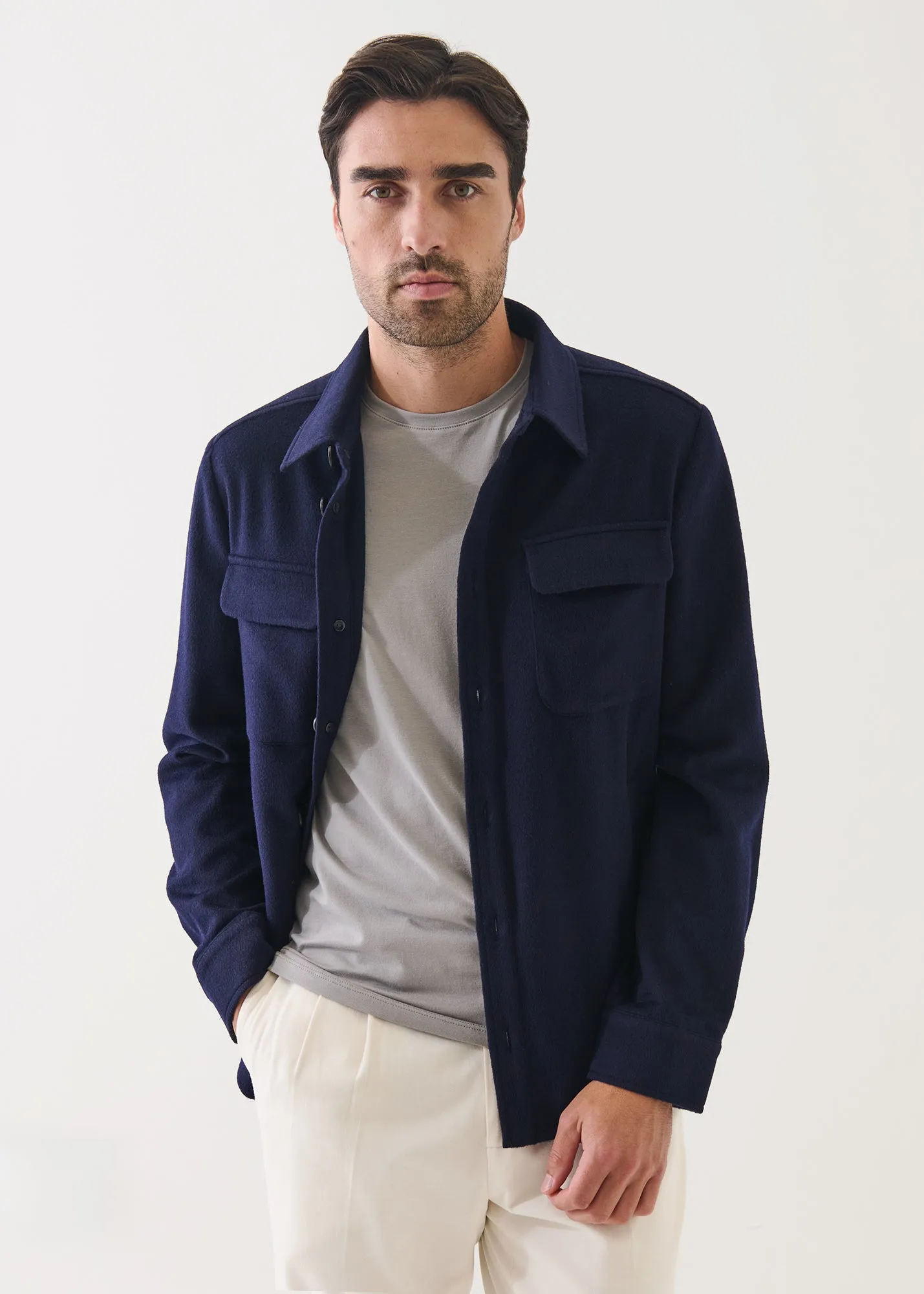 Flap Pocket Wool-Cashmere Shirt Jacket sold by Patrick Assaraf product image thumbnail 5