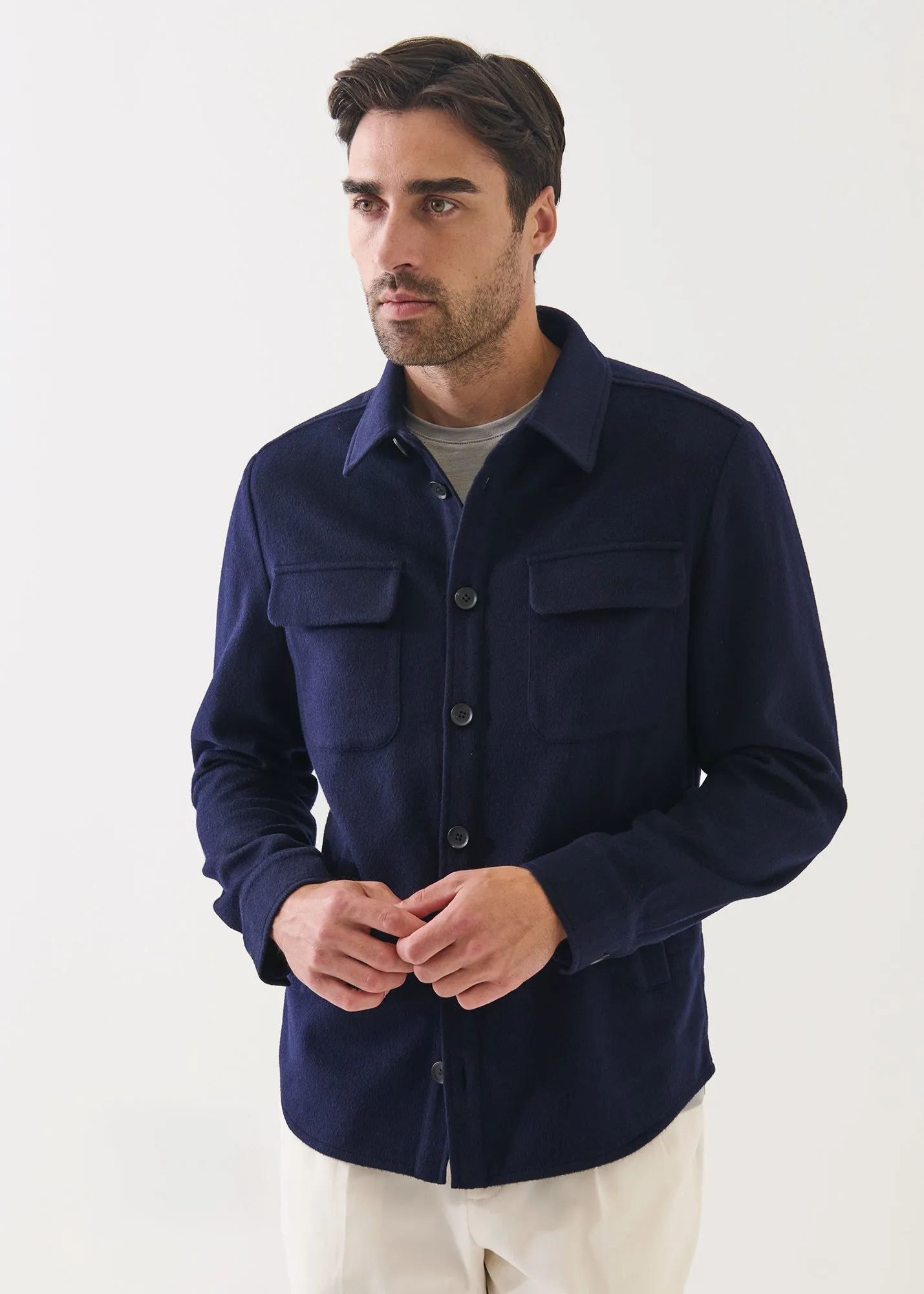 Flap Pocket Wool-Cashmere Shirt Jacket sold by Patrick Assaraf product image thumbnail 3