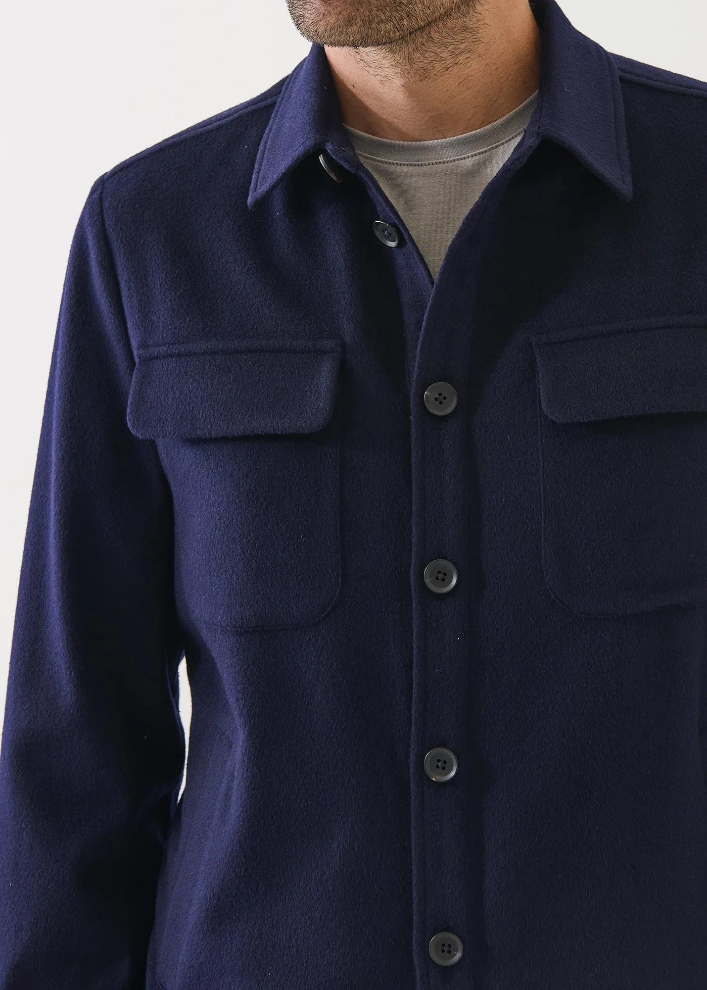 Flap Pocket Wool-Cashmere Shirt Jacket sold by Patrick Assaraf product image thumbnail 2