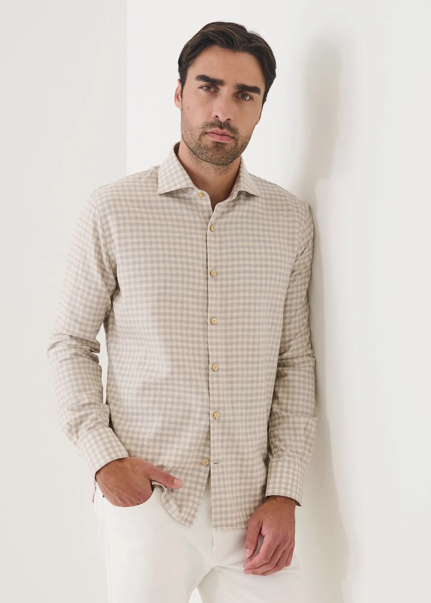 Soft Check Spread Collar Shirt sold by Patrick Assaraf