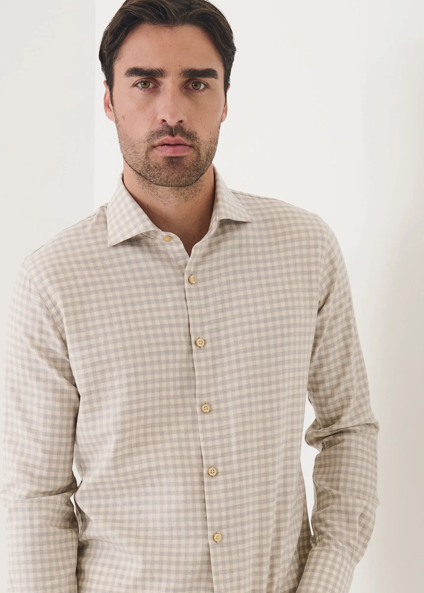 Soft Check Spread Collar Shirt sold by Patrick Assaraf product image thumbnail 3