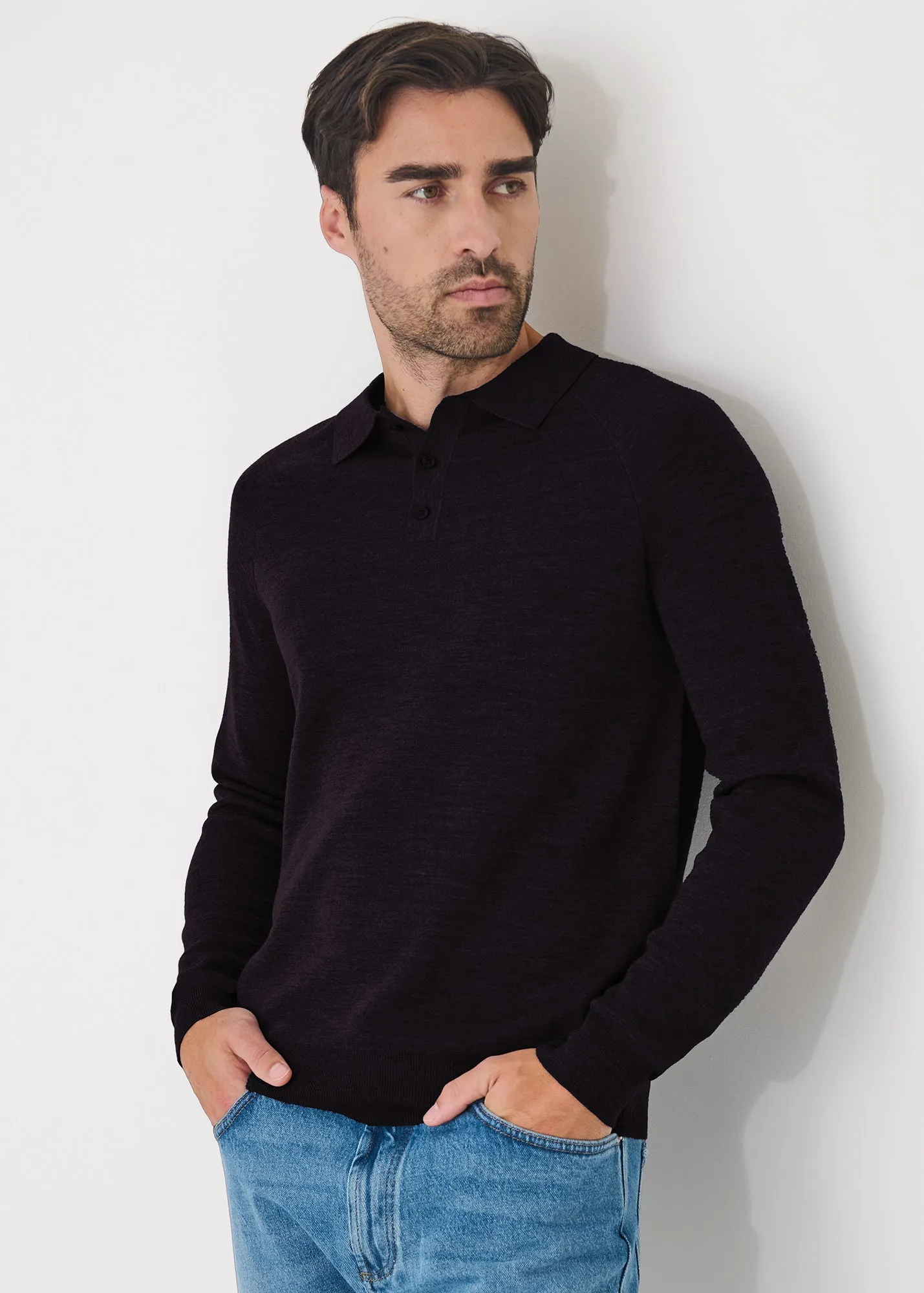 Double Face Merino Button Polo sold by Patrick Assaraf product image thumbnail 5