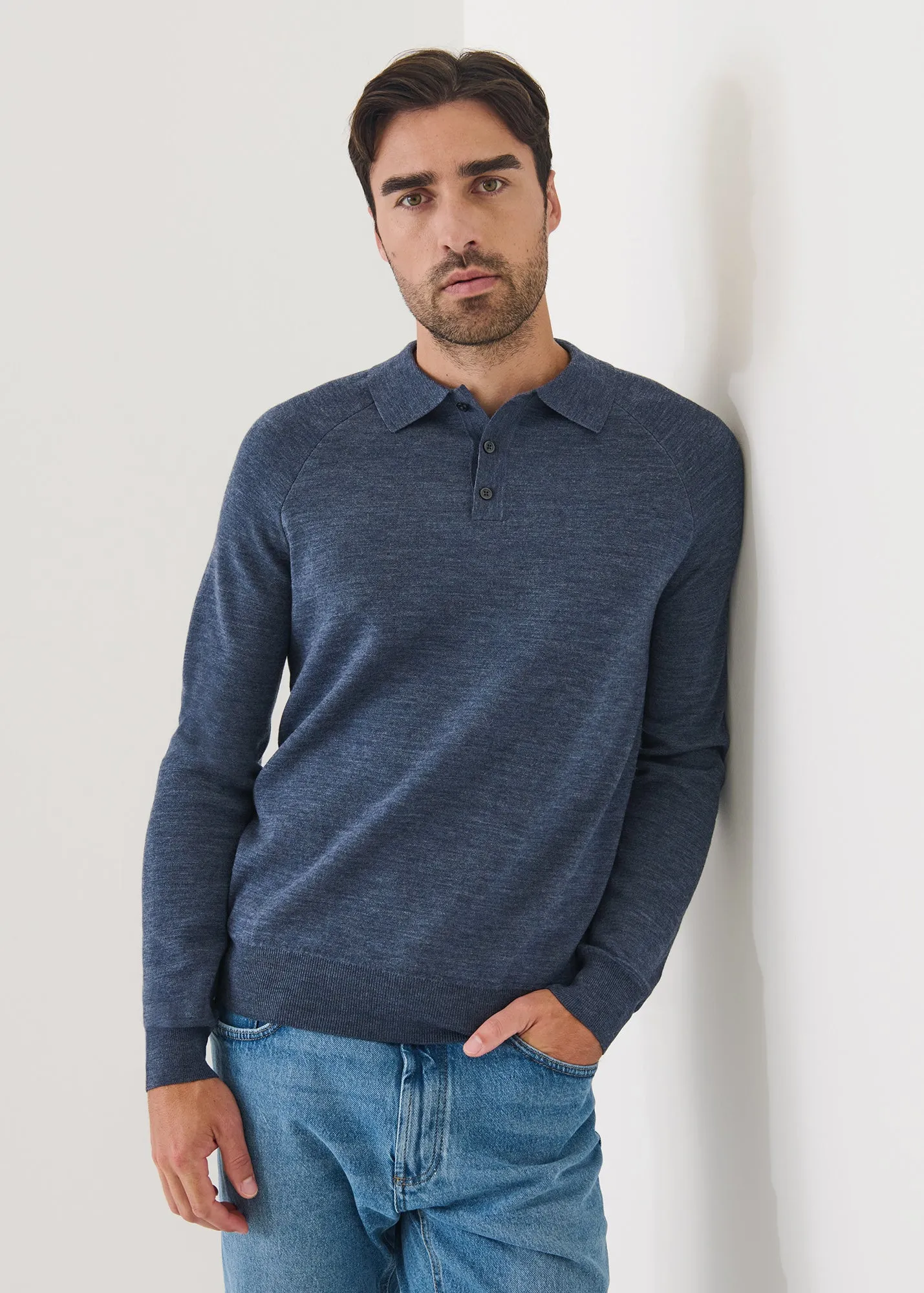 Double Face Merino Button Polo sold by Patrick Assaraf