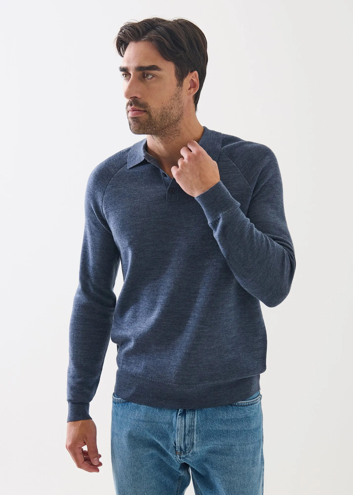 Double Face Merino Button Polo sold by Patrick Assaraf product image thumbnail 4