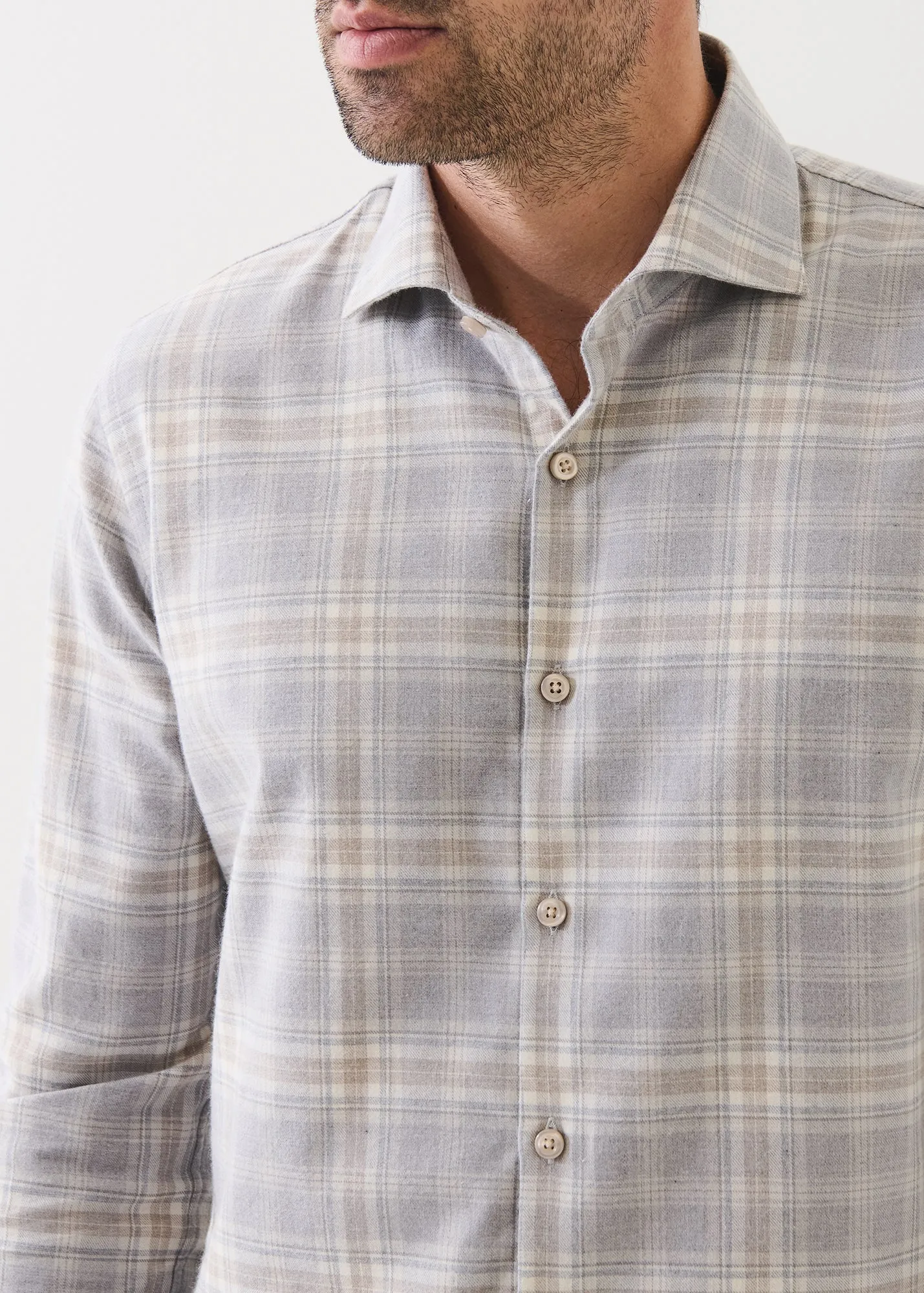 Cotton Plaid Spread Collar Shirt sold by Patrick Assaraf product image thumbnail 2