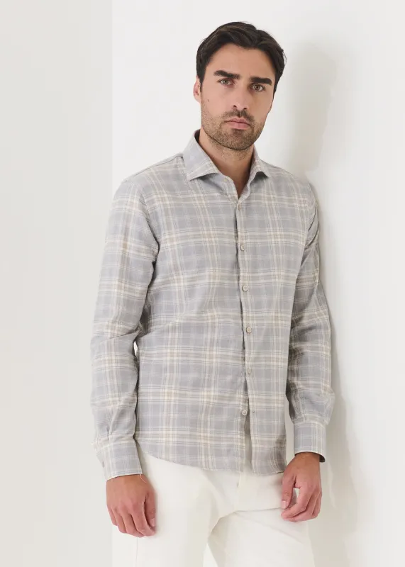 Cotton Plaid Spread Collar Shirt made by Patrick Assaraf
