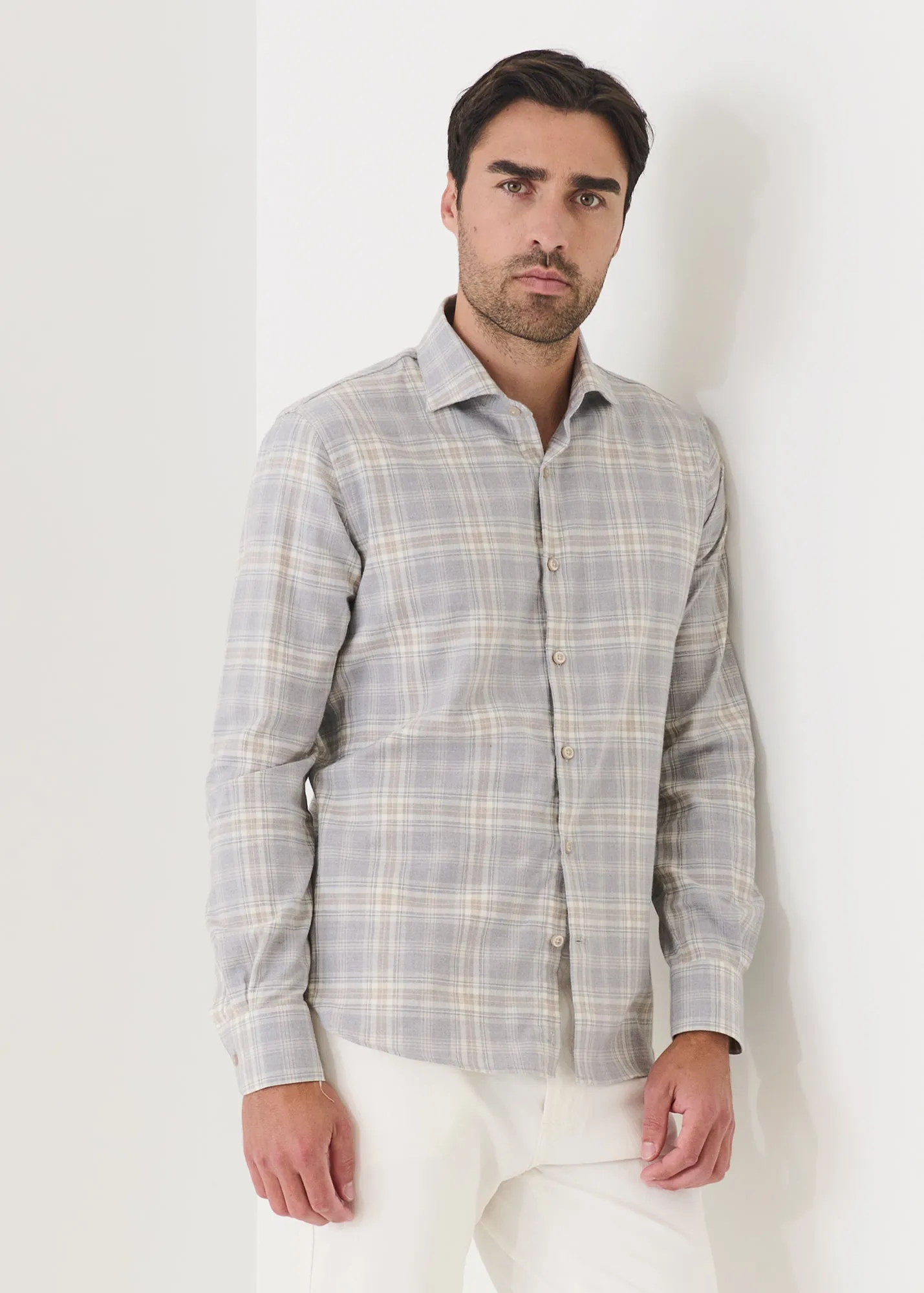 Cotton Plaid Spread Collar Shirt sold by Patrick Assaraf