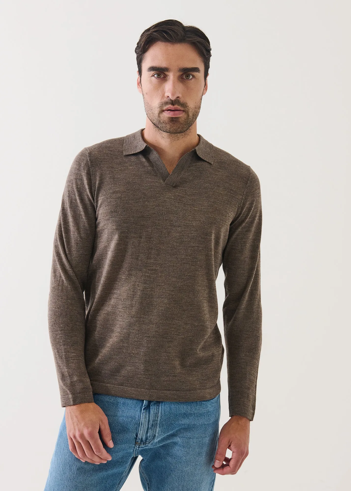 Extra-Fine Merino Open Polo sold by Patrick Assaraf product image thumbnail 4