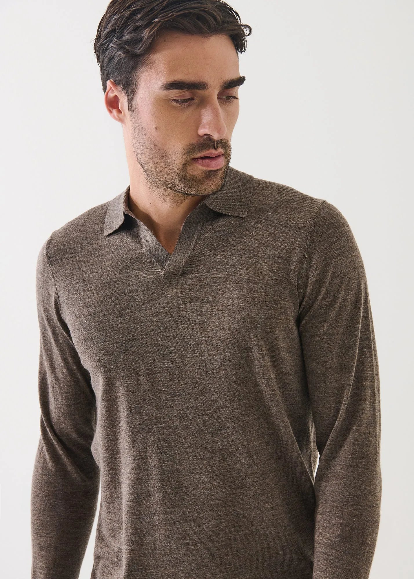 Extra-Fine Merino Open Polo sold by Patrick Assaraf product image thumbnail 2