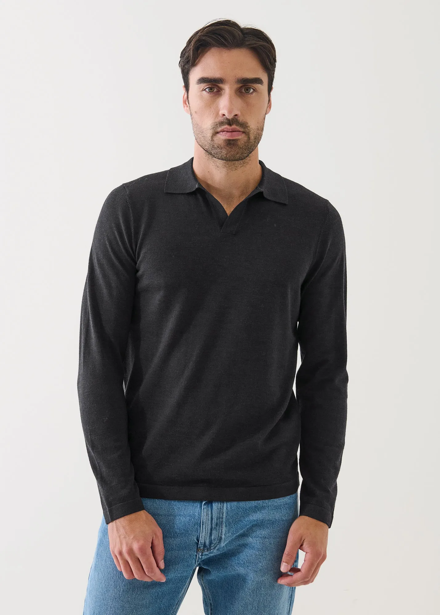 Extra-Fine Merino Open Polo sold by Patrick Assaraf product image thumbnail 5