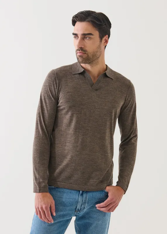 Extra-Fine Merino Open Polo made by Patrick Assaraf