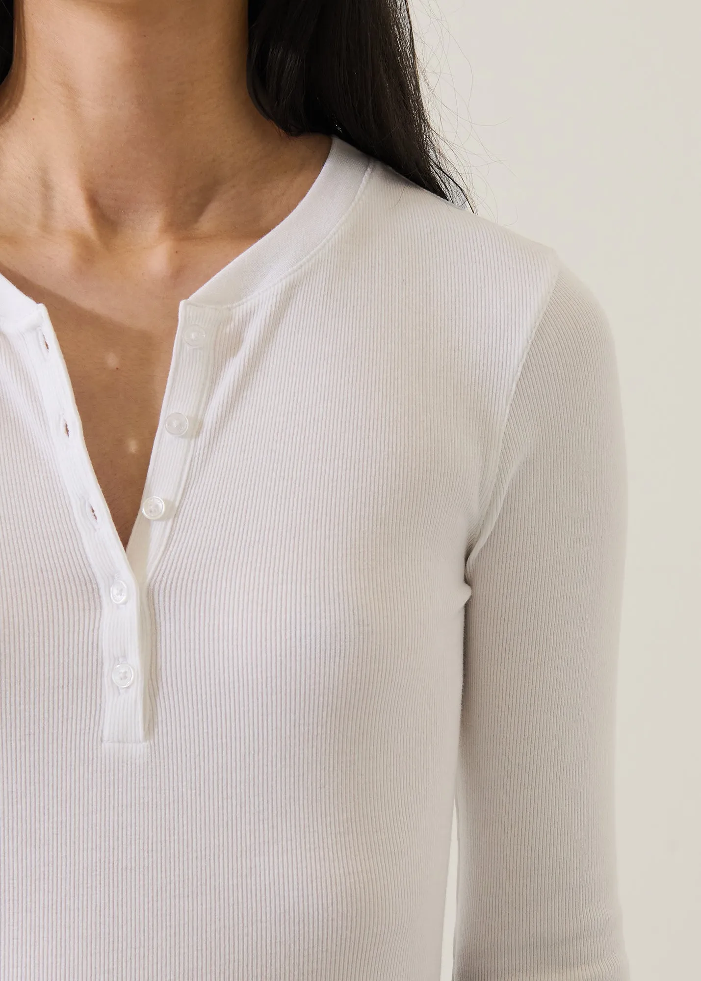 Pima Cotton Stretch Ribbed Long Sleeve Henley sold by Patrick Assaraf product image thumbnail 2