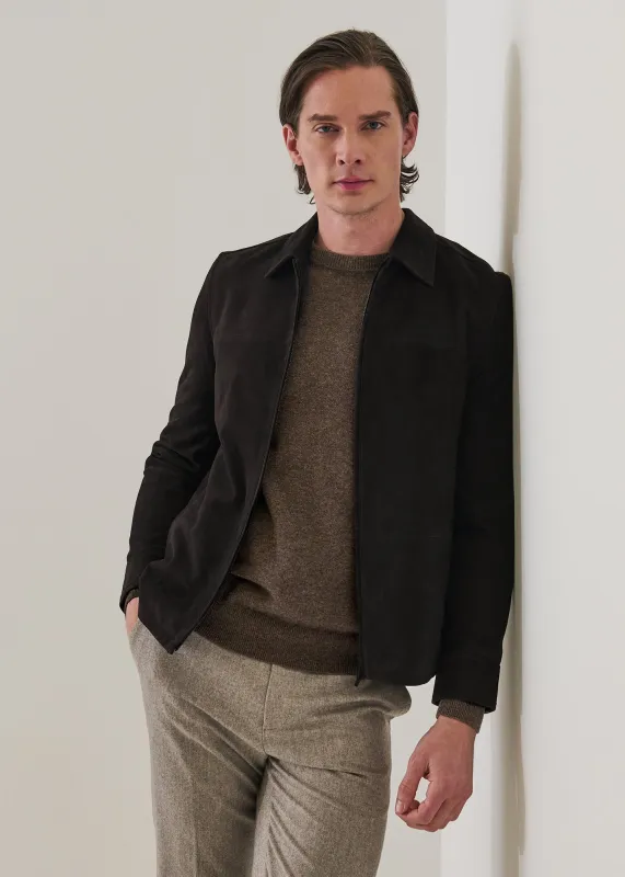 Suede Zip Up Shirt Jacket made by Patrick Assaraf