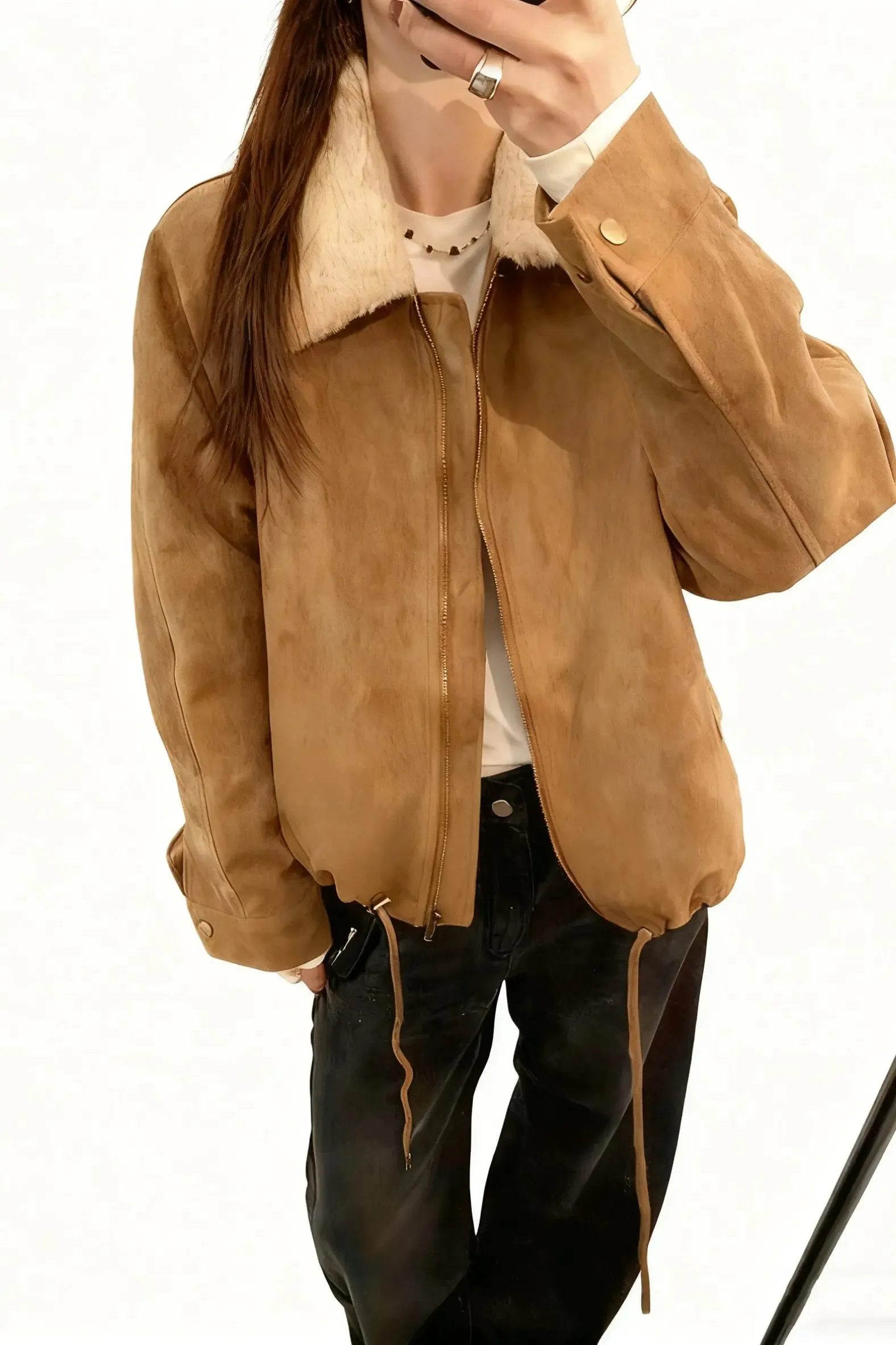 44675 Shearling Cropped Suede Jacket sold by Mirra Masa product image thumbnail 2