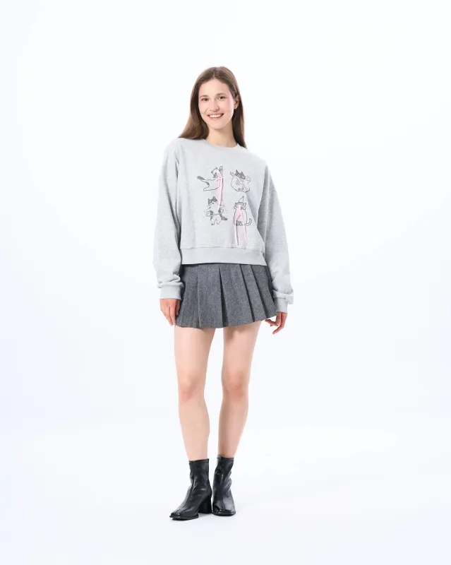 7644Q Kitty and Bow Sweatshirt sold by Mirra Masa