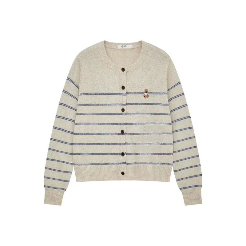 41622 Striped Crewneck Cardigan sold by Mirra Masa