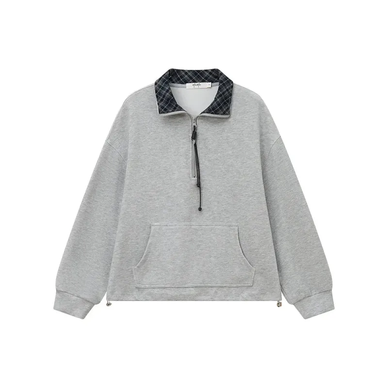 31106 Plaid Collar Half-Zip Pullover sold by Mirra Masa