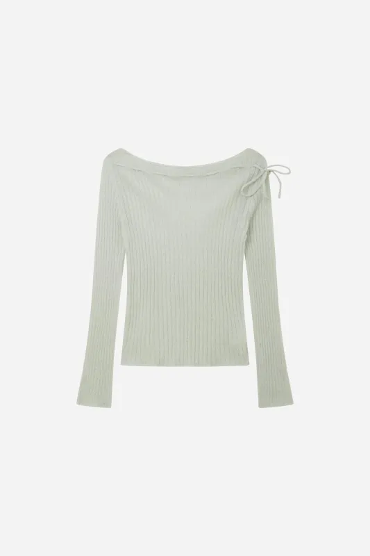 11280 Ribbed Off-Shoulder Tie Knit made by Mirra Masa