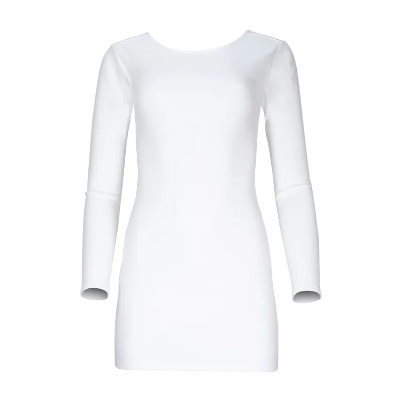 Jenna Long Sleeve Open Back Cotton Mini Dress - Ivory sold by Lezat