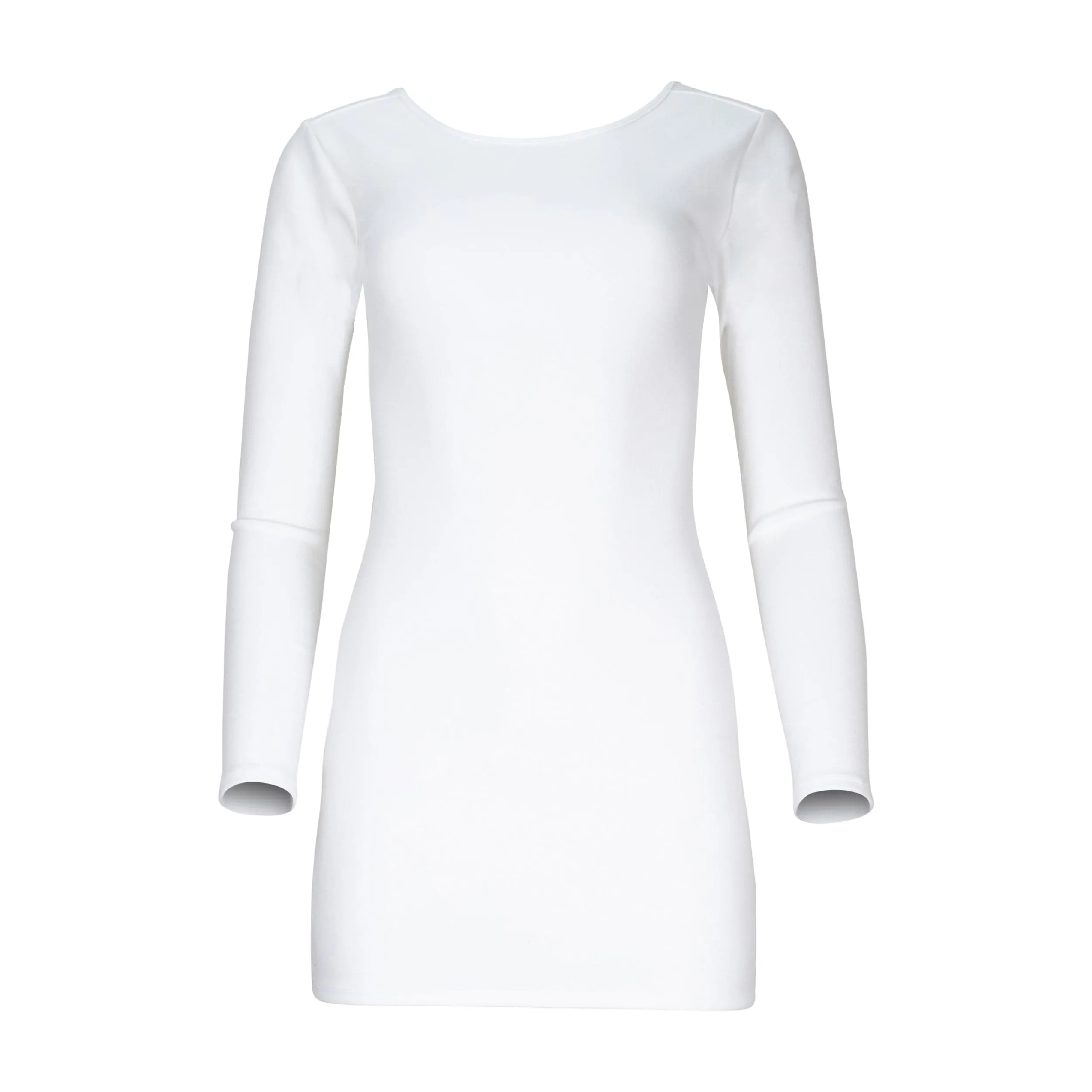 Jenna Long Sleeve Open Back Cotton Mini Dress - Ivory sold by Lezat