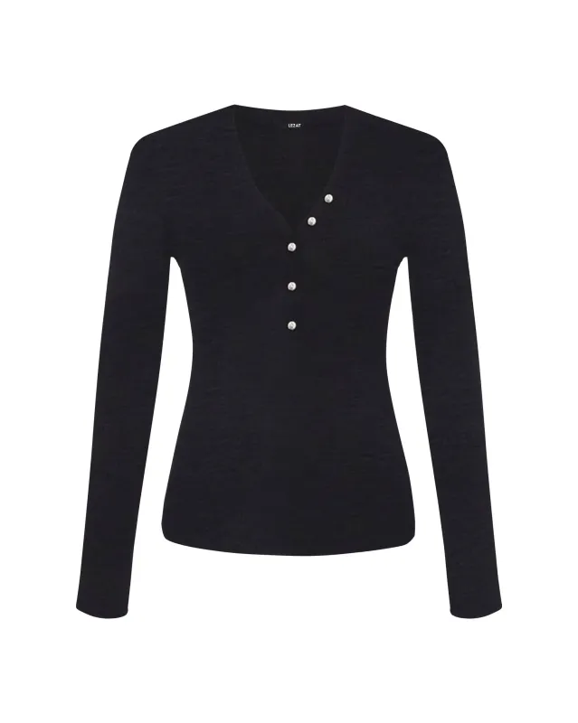 Monroe Organic Cotton Henley Long Sleeve sold by Lezat