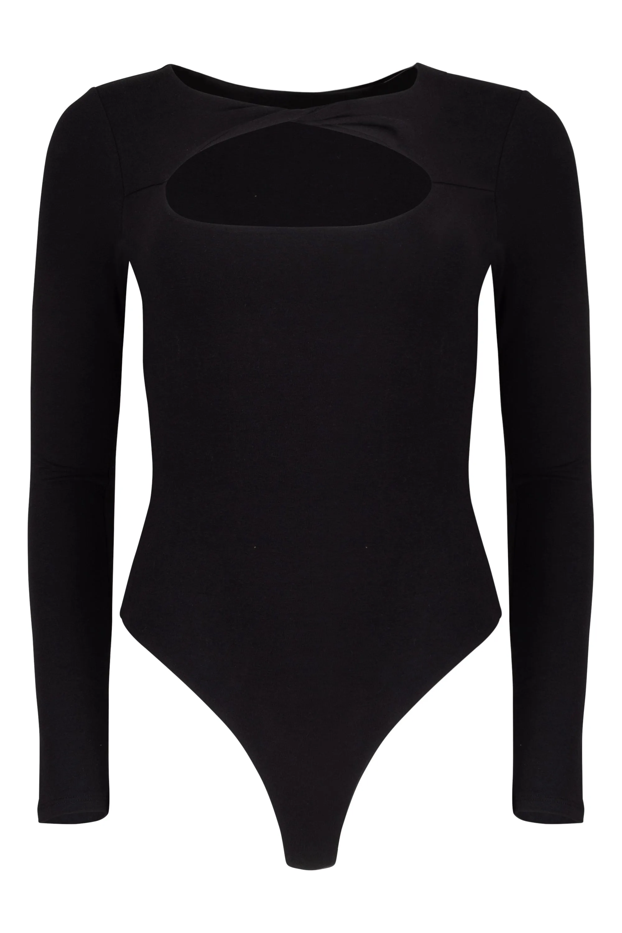 Whitney Cotton Long Sleeve Cutout Twist Bodysuit sold by Lezat