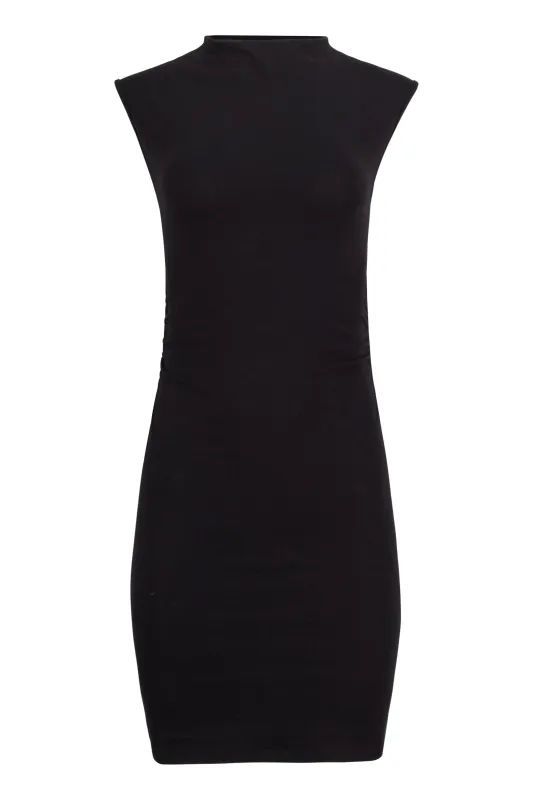 Kara Cotton Mock Neck Ruched Mini Dress sold by Lezat