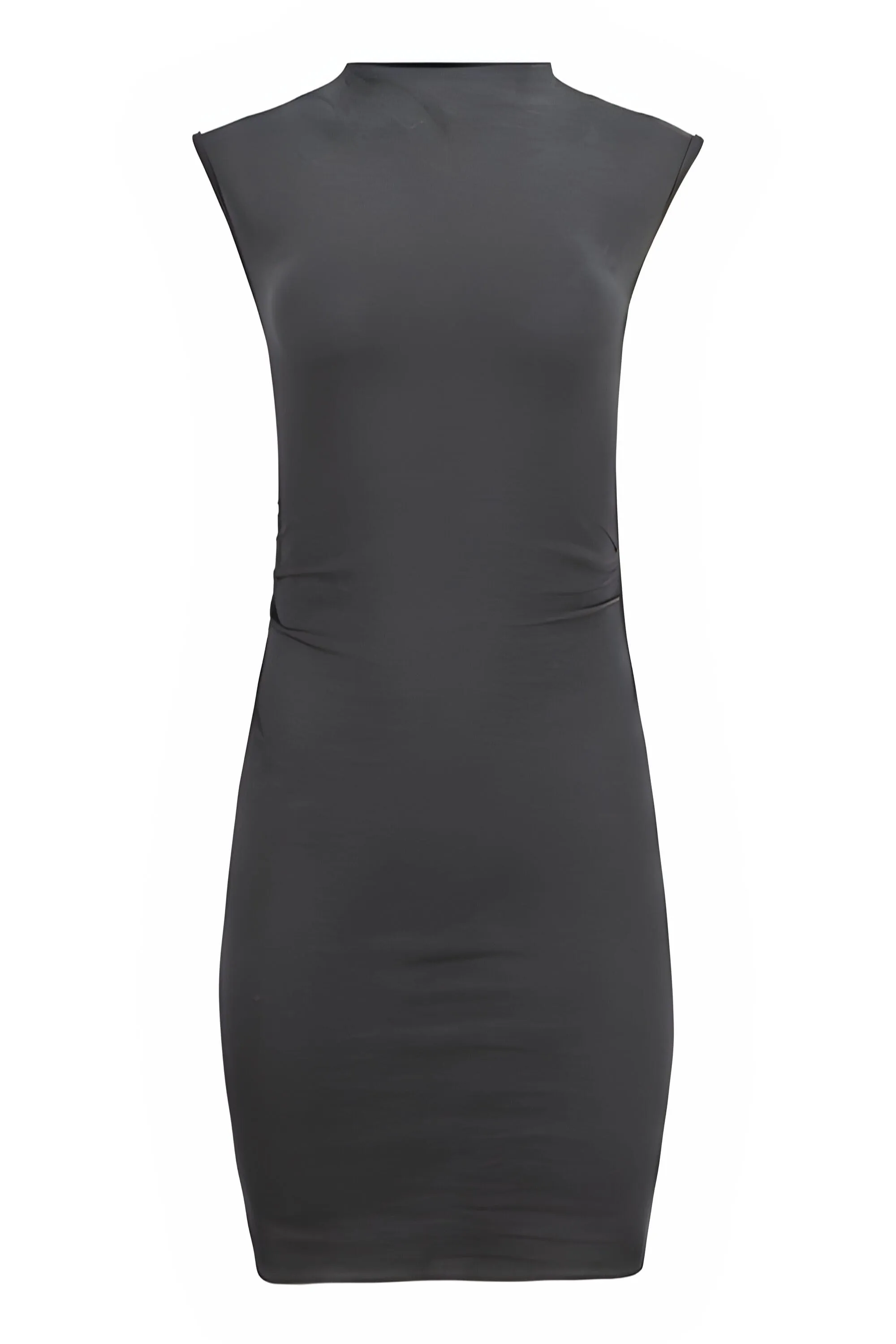 Kara Cotton Mock Neck Ruched Mini Dress sold by Lezat product image thumbnail 5