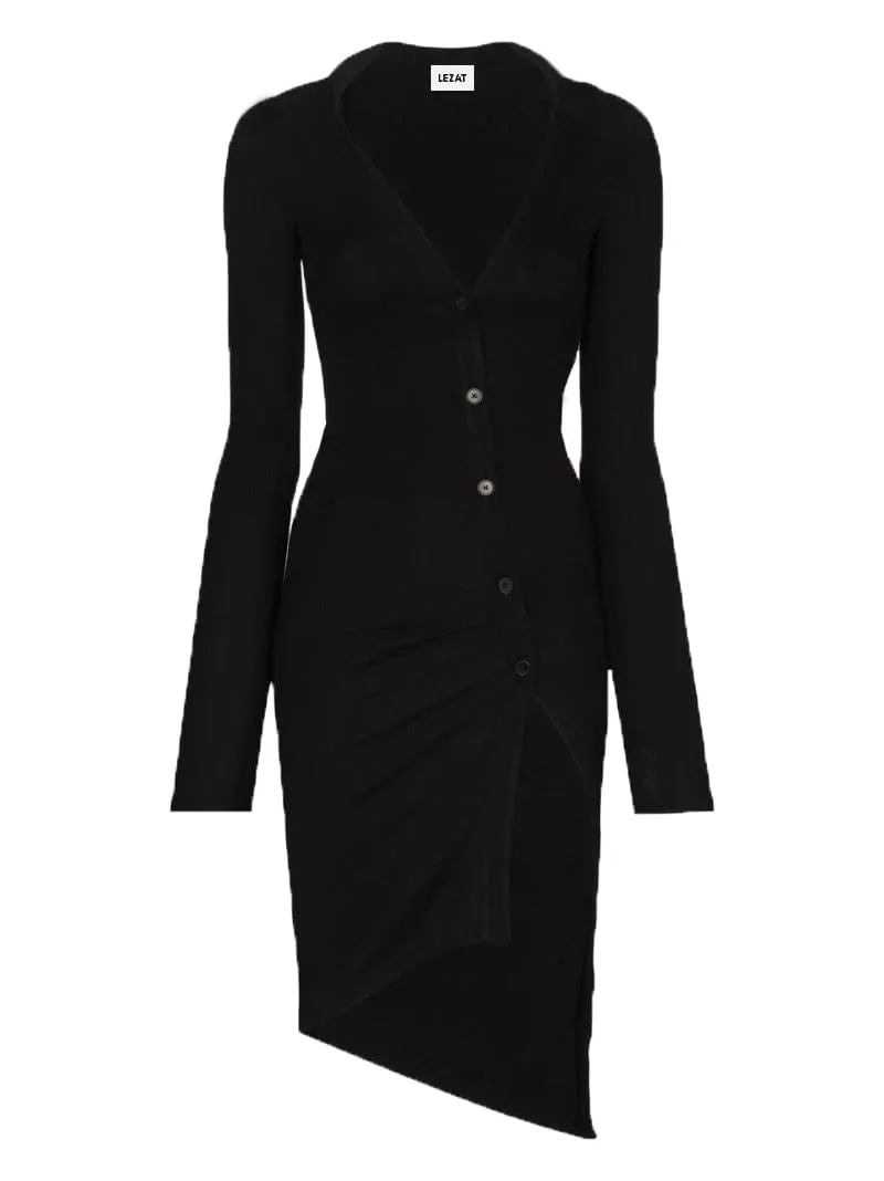 Lizzie Long Sleeve Ribbed Button Dress sold by Lezat