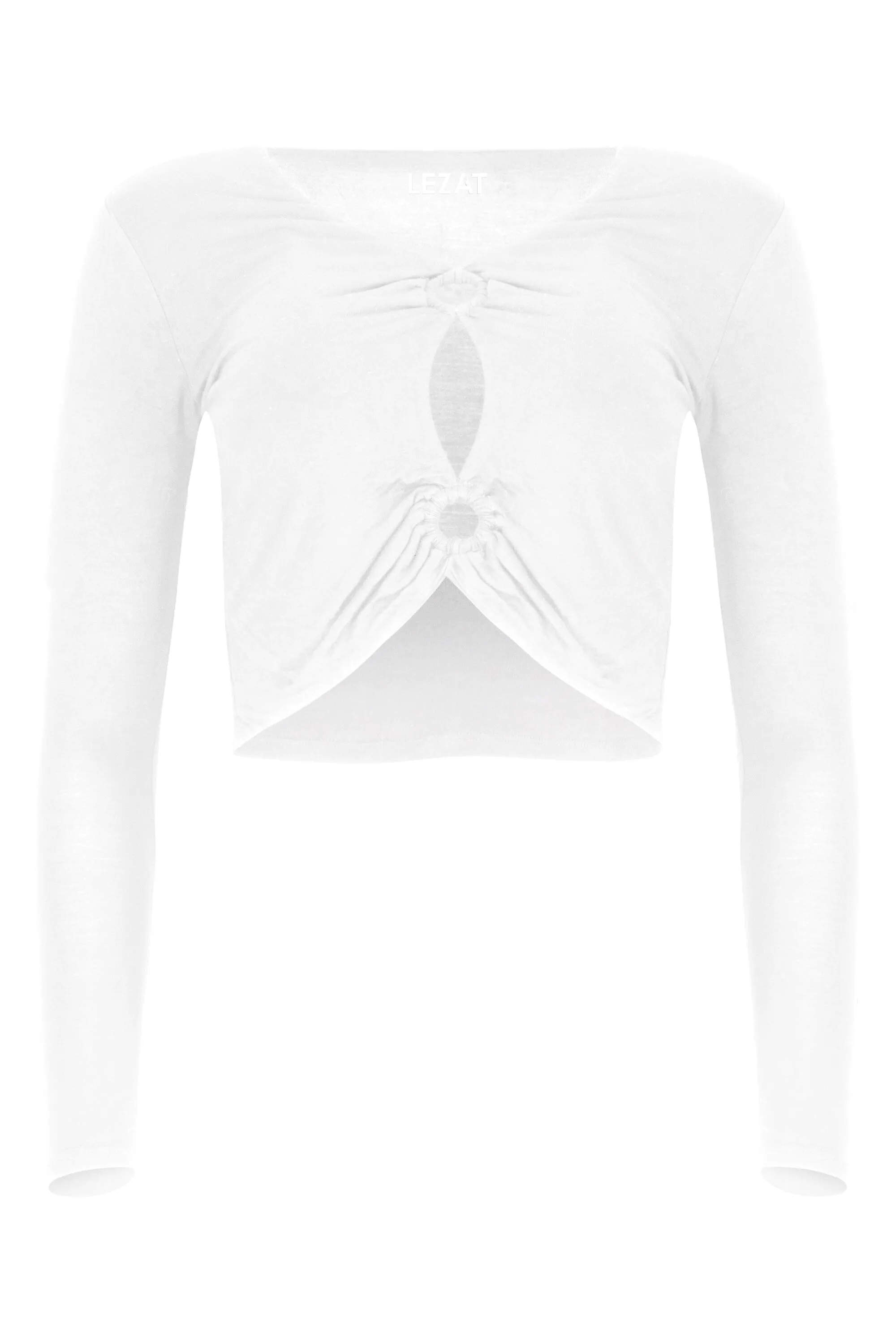 Melli Modal Cutout Long Sleeve Crop Top - White sold by Lezat product image thumbnail 5